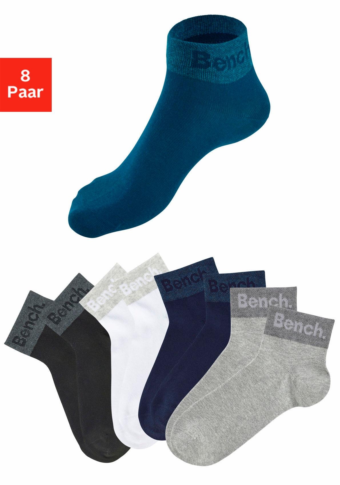 Bench. Kurzsocken, (Set, 8 Paar), mit eingestricktem Schriftzug am Bündchen