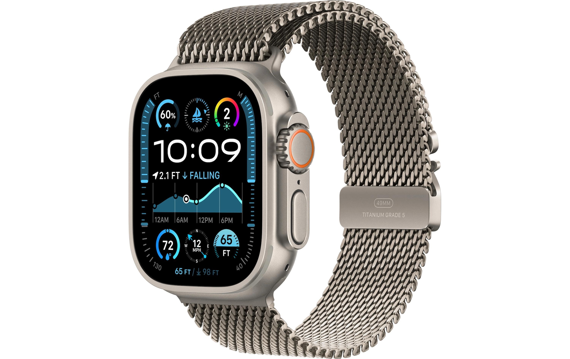 Watch Ultra 2 Titan, 49 mm, GPS + Cellular, Milanese Loop M, Natur