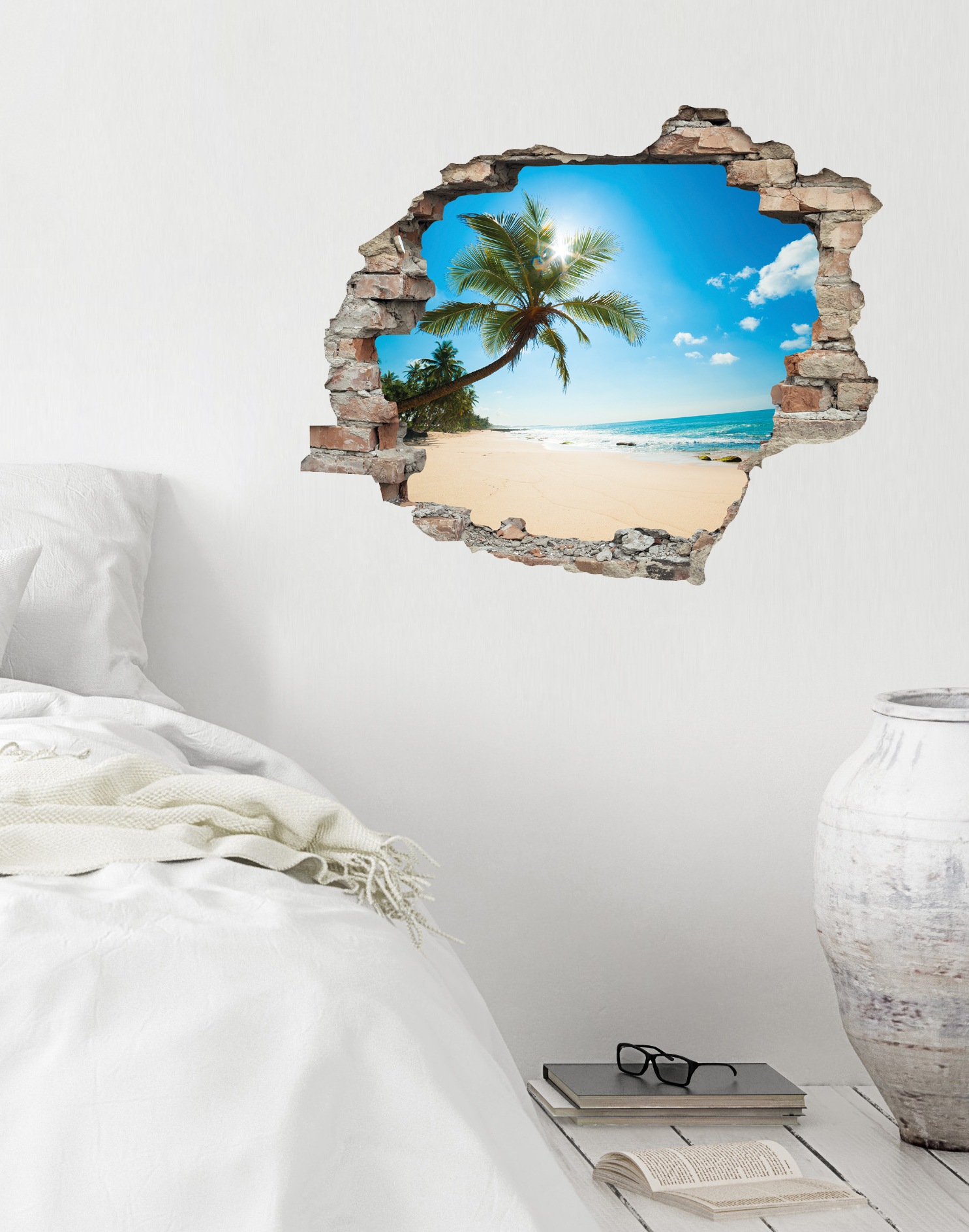 queence Wandtattoo »Paradies«, (1 St.), Wandsticker, Wandbild, selbstklebend, 3D, Wanddurchbruch