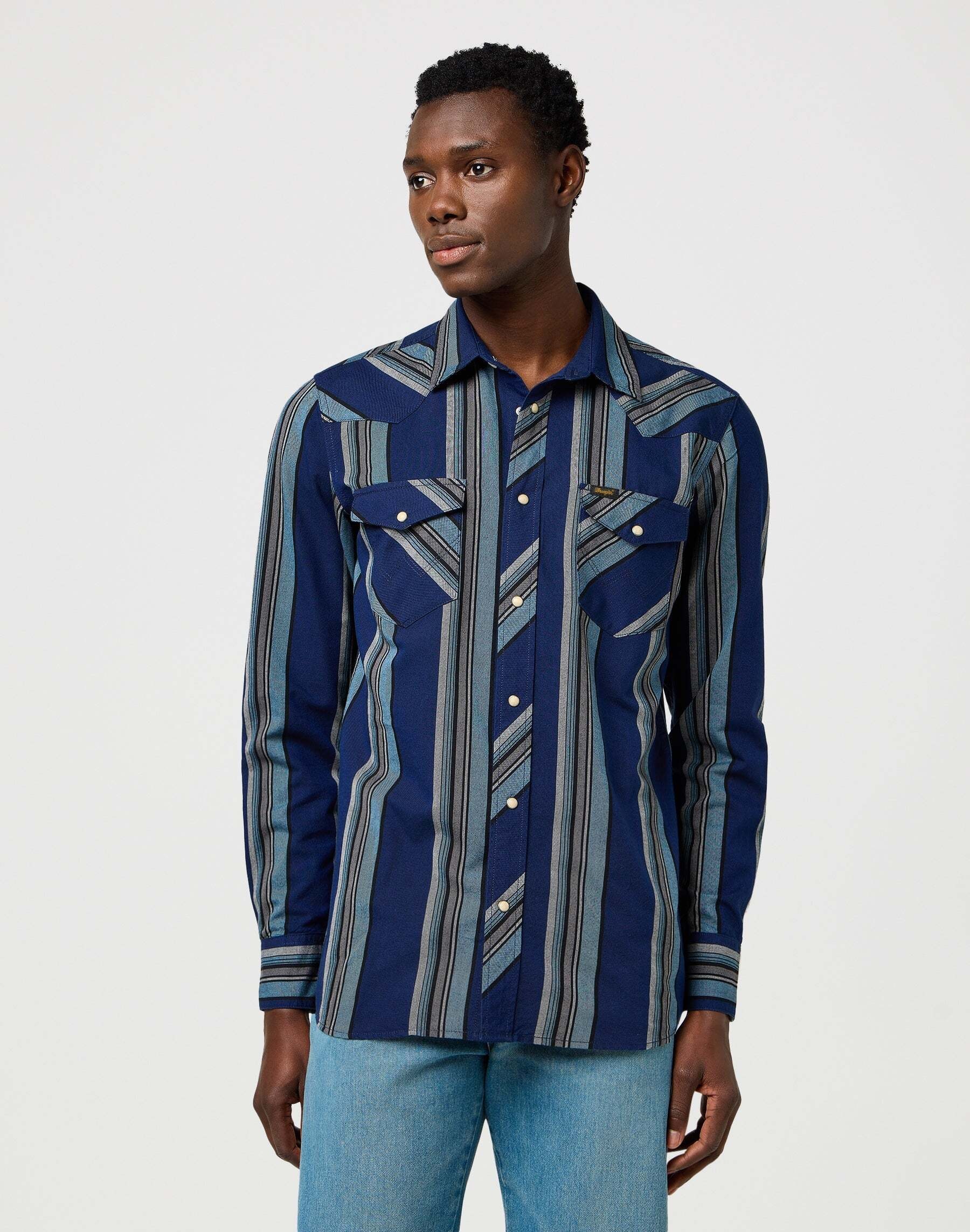 Image of Wrangler Langarmhemd "WRANGLER Langarmhemd Western Indigo Shirt"