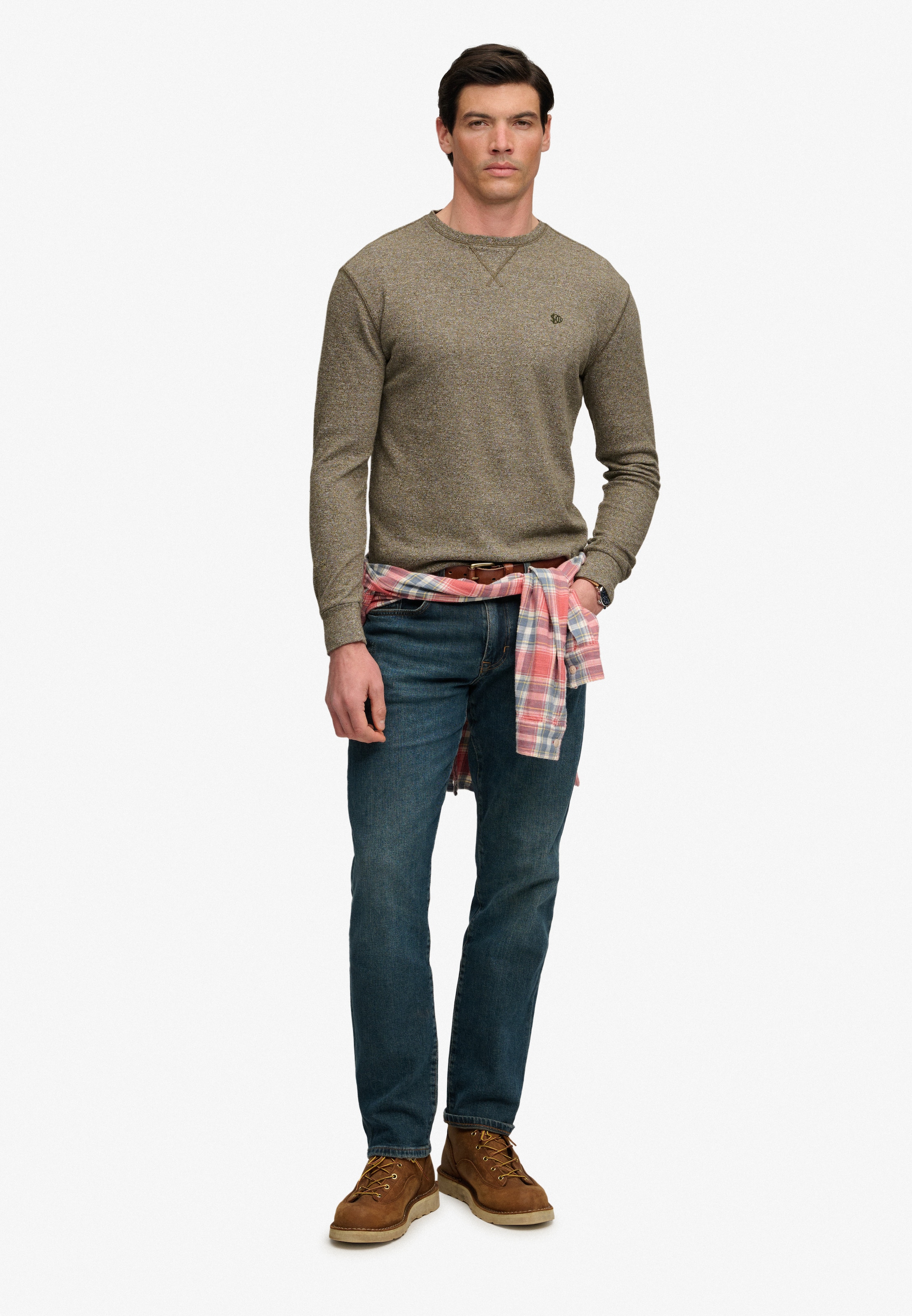 Superdry T-shirt à manches longues »CLASSIC SLUB WAFFLE TOP« en coton, coupe décontractée, avec encolure ronde