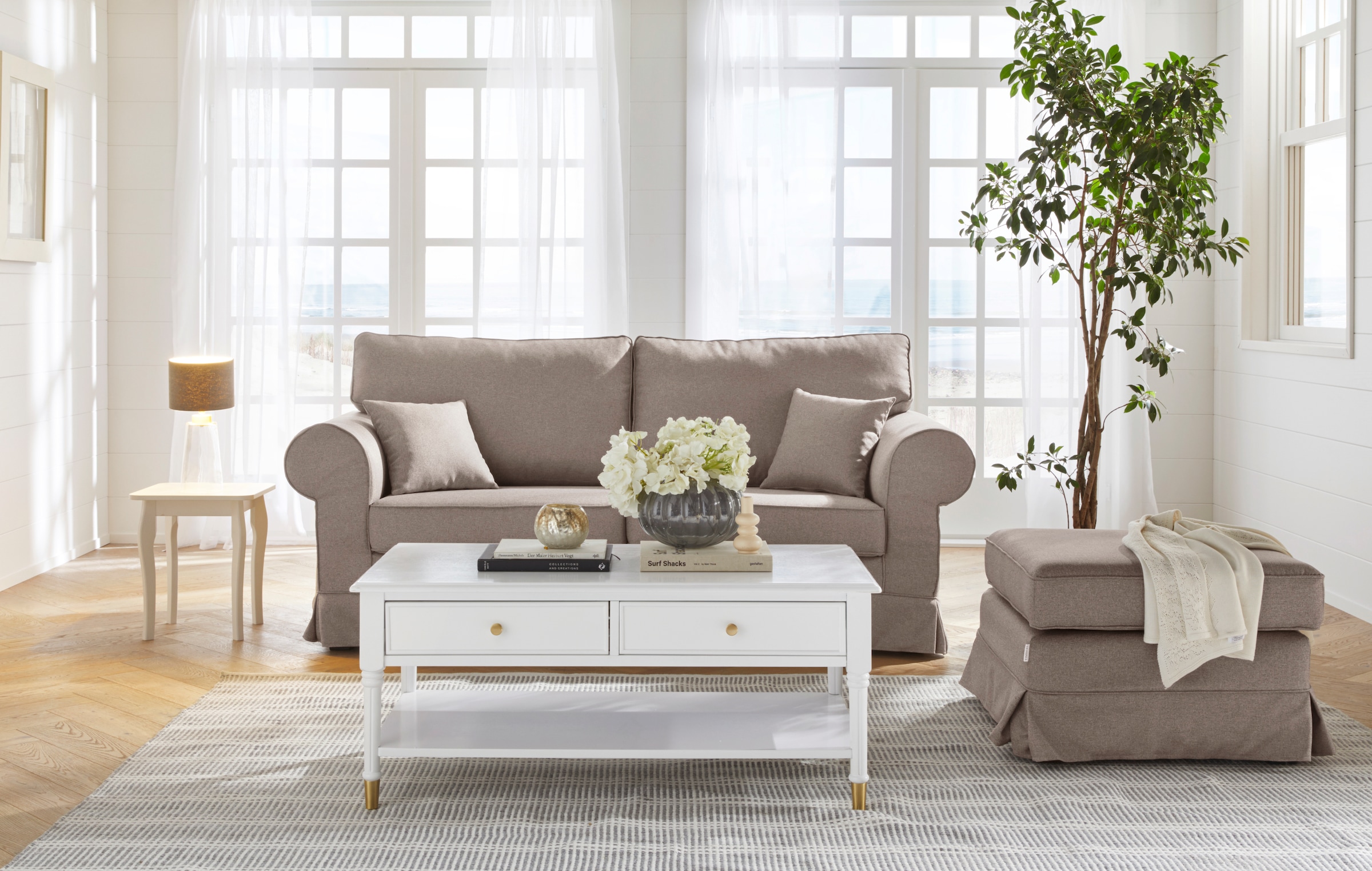 Home affaire 3-Sitzer »Shadmoor« Hussenoptik, in uni oder mit Blumendruck