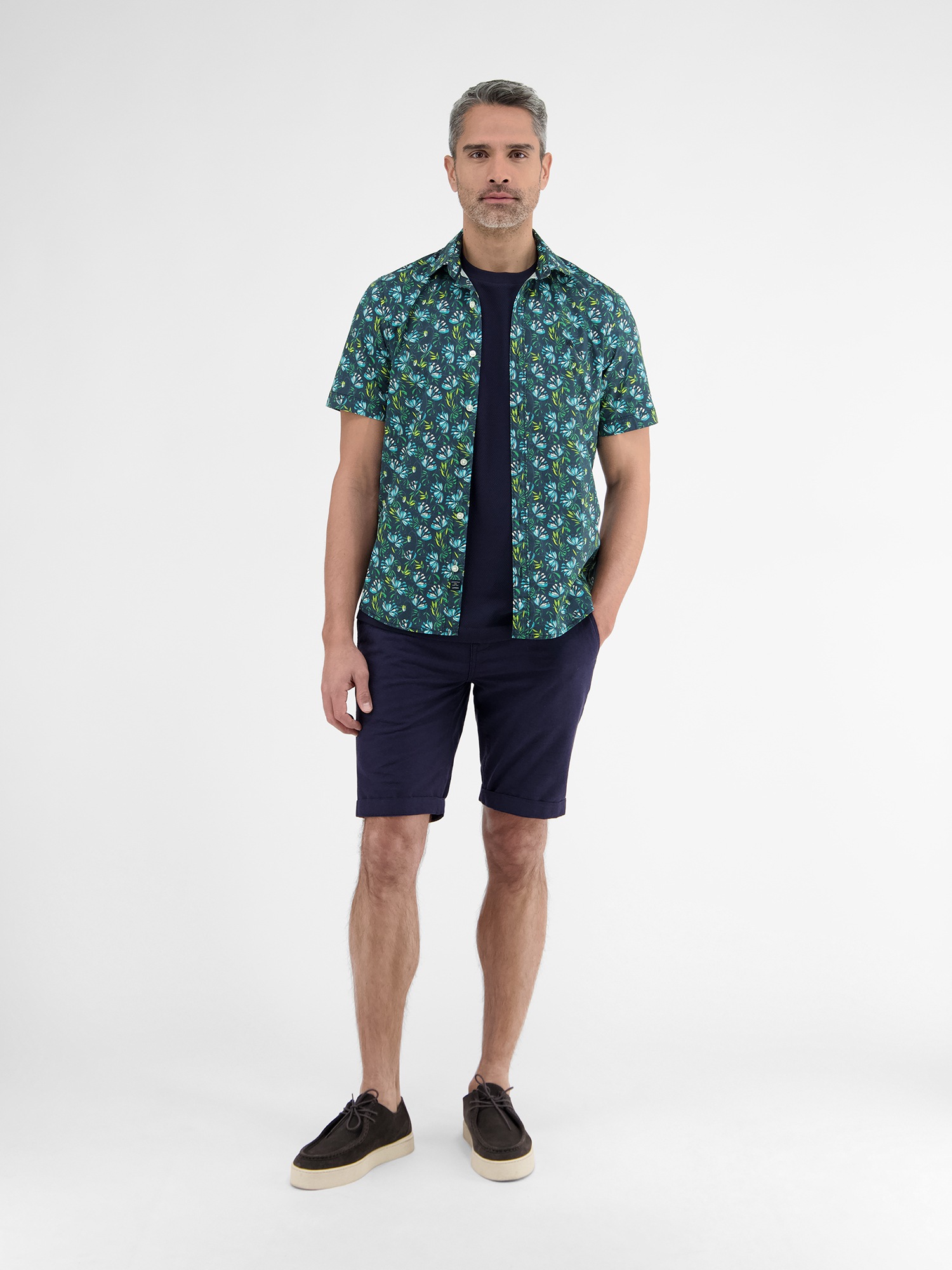 LERROS Chemise à manches courtes »LERROS Herren Poplin-Stretchhemd, floral gemustert«