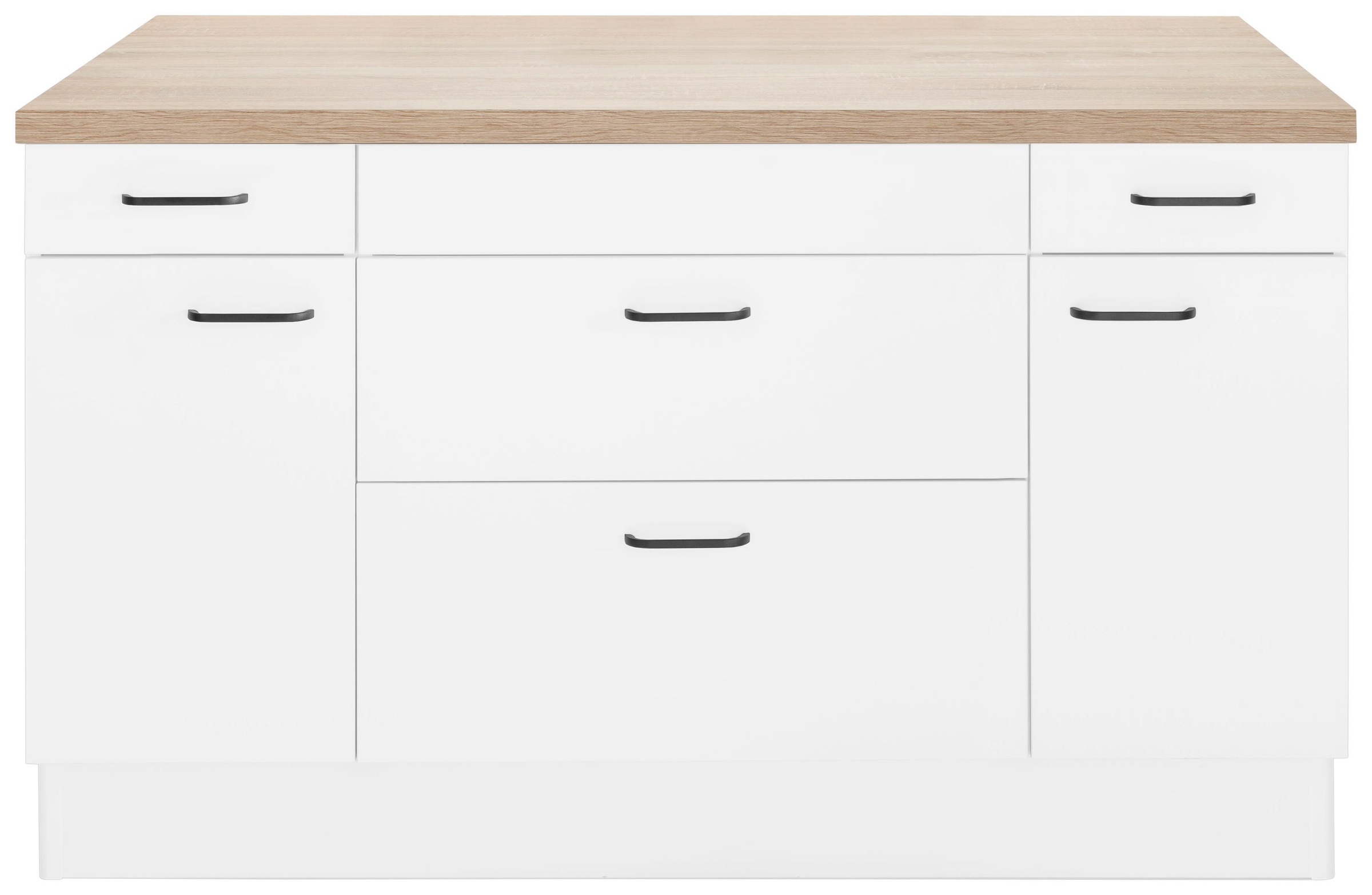 Image of OPTIFIT Kochinsel »Elga«, ohne E-Geräte, mit Soft-Close-Funktion, grossen Vollauszügen, höhenverstellbaren Füssen, Metallgriffen und 38 mm starker Arbeitsplatte, Stellbreite 160 x 95 cm bei Ackermann Versand Schweiz