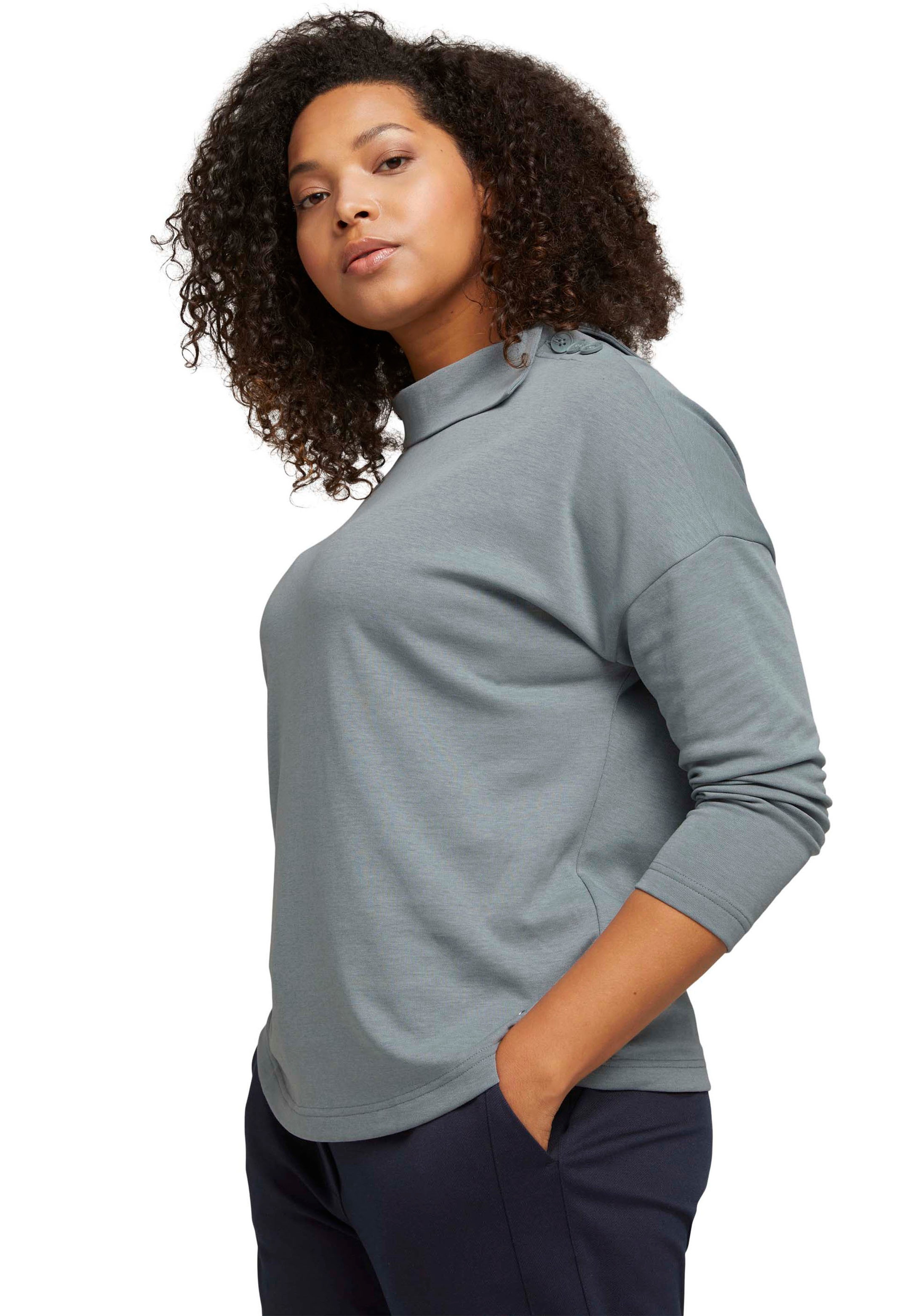 Image of TOM TAILOR PLUS 3/4-Arm-Shirt, mit Knopfleiste an der Schulter bei Ackermann Versand Schweiz