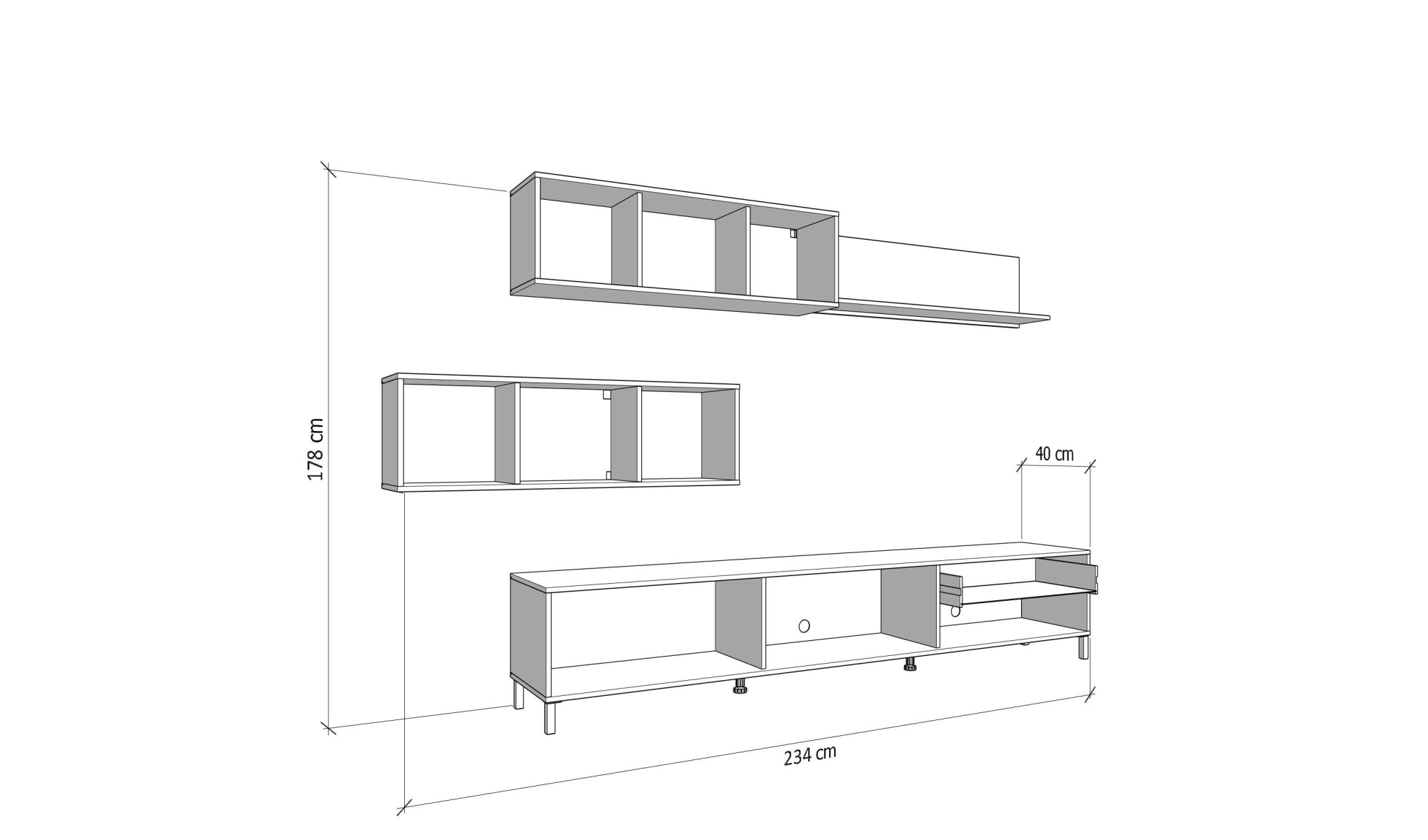 Home affaire Wohnwand »Norwich Anbauwand, Wohnkombination, Wohnzimmer-Set« 4 Stk. tlg.