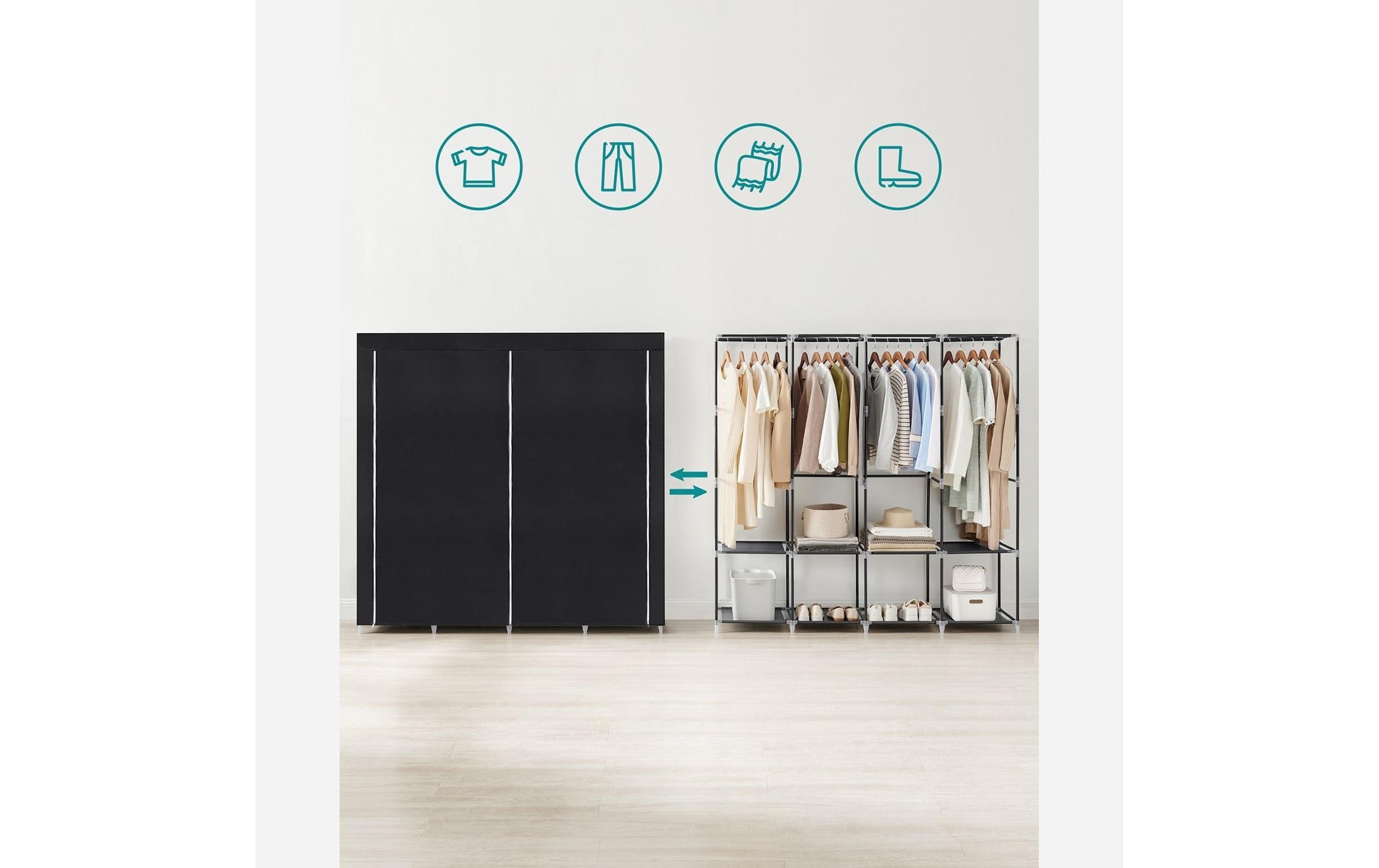 SONGMICS Armoire en tissu Armoire en tissu spacieuse avec 4 tringles à vêtements et poches latérales