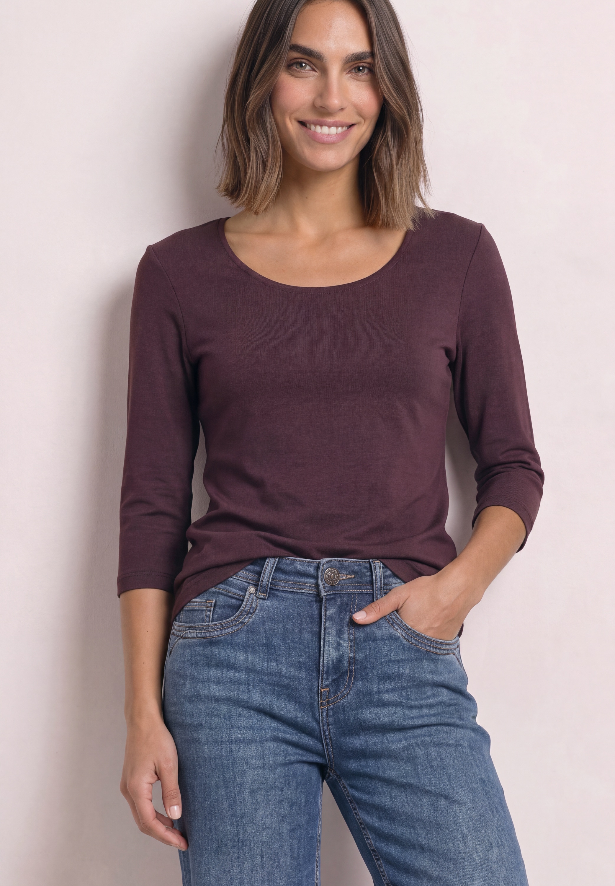 Image of STREET ONE 3/4-Arm-Shirt "Style Pania" in Unifarbe