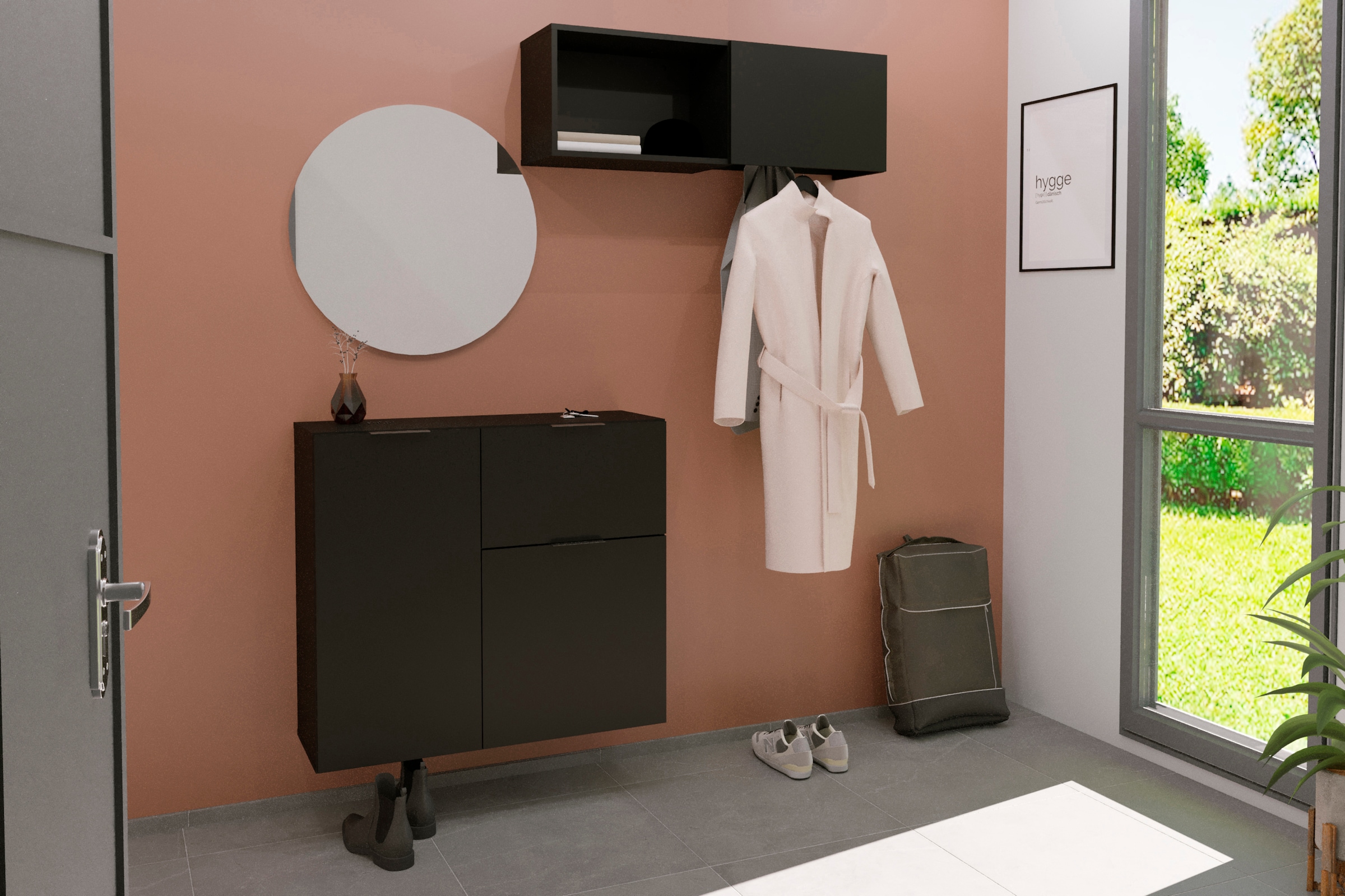 Image of FMD Garderobe "Dark" Garderobenregal mit Kleiderstange, Breite ca. 99 cm