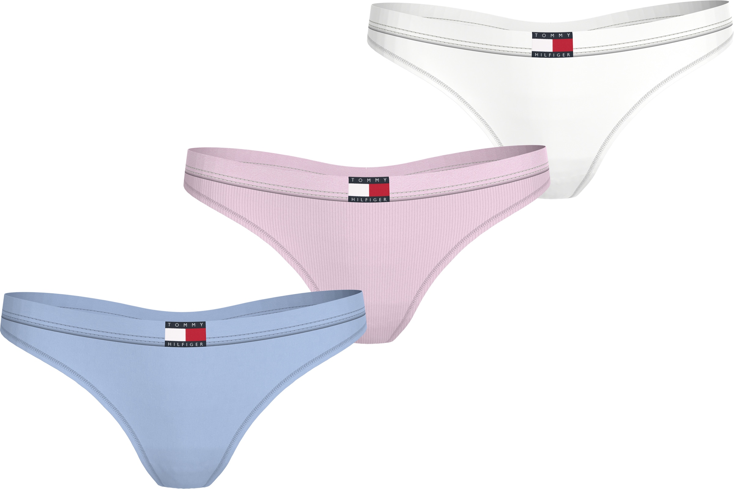 Tommy Hilfiger Underwear String »3 PACK FLAG THONG (EXT. SIZE)«, (Packung, 3 St., 3er), mit Logo-Stretchbund
