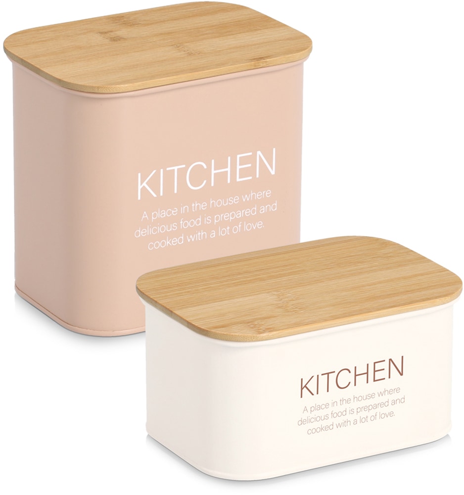 Image of Zeller Present Vorratsdose "mit Bambusdeckel "Kitchen"" pflegeleicht, 1200 ml