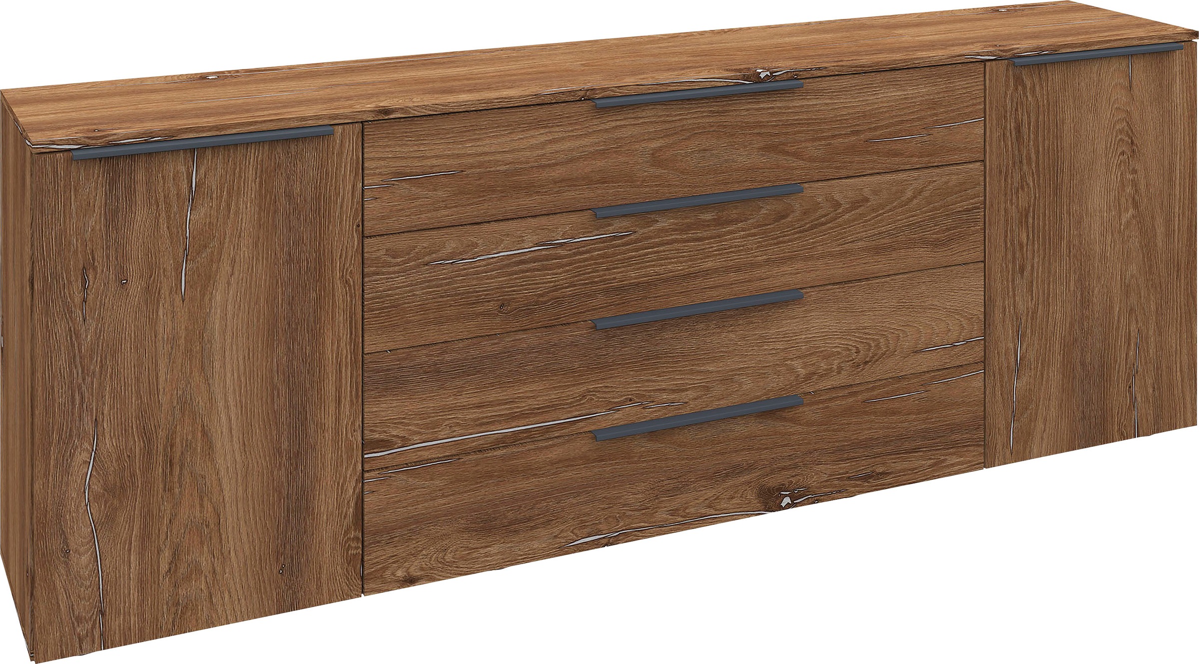 borchardt Möbel Sideboard "Tom, moderne Kommode mit Metallgriffen, 200cm breit" 2 Türen, 3 Schubfächer, Metallgriffe anthrazit
