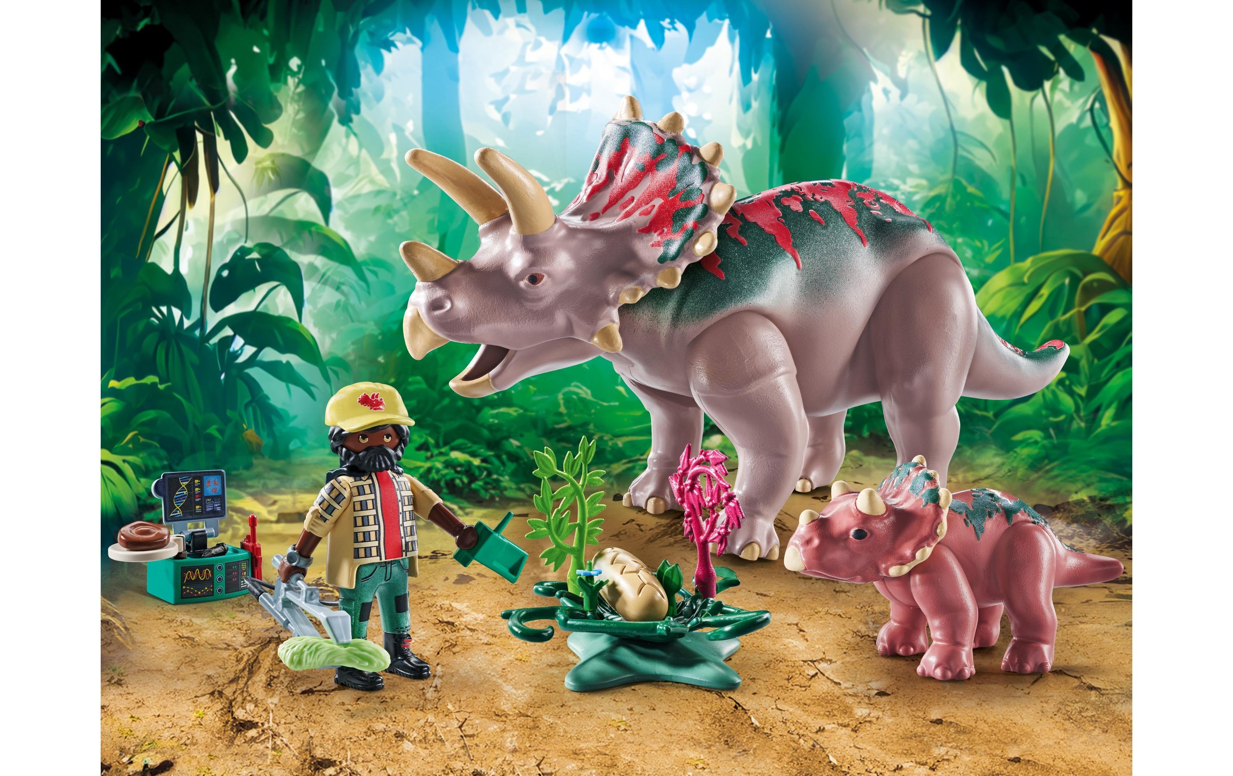 Playmobil® Spielbausteine »Dinos Triceratops mit Jungtier 71821«, (29 St.)