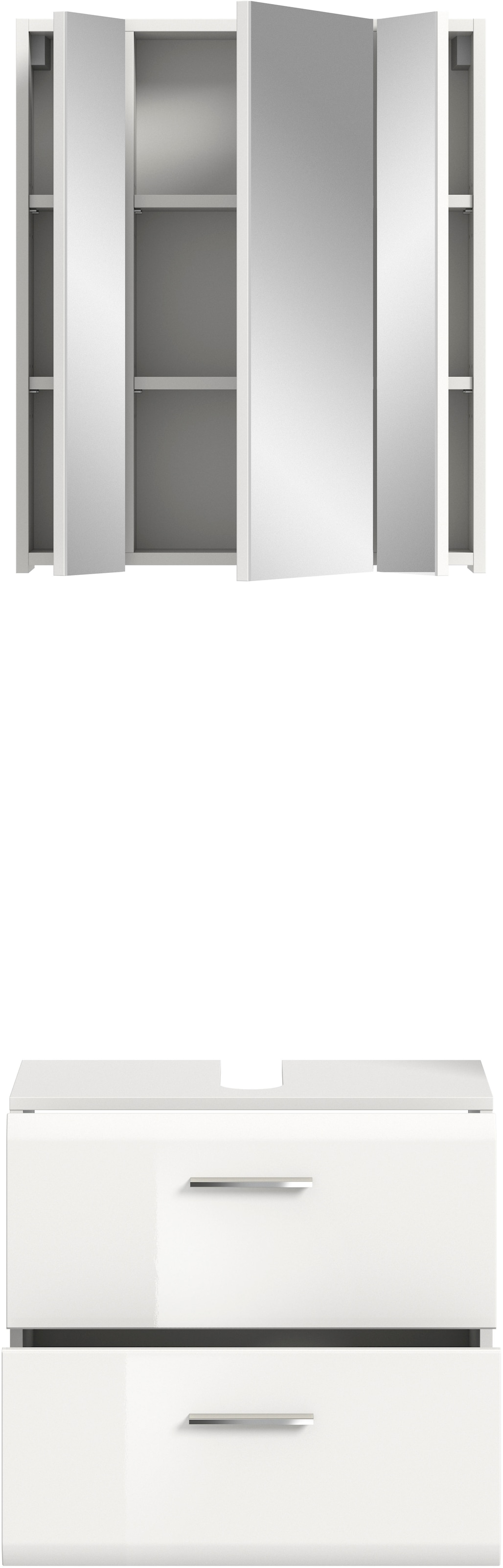 INOSIGN Badmöbel-Set »FLORENZ, TOPSELLER!, 2-teilige Badkombination, hochwertige MDF-Front« Set, bestehend aus: 1 Waschbeckenunterschrank, 1 Spiegelschrank, 