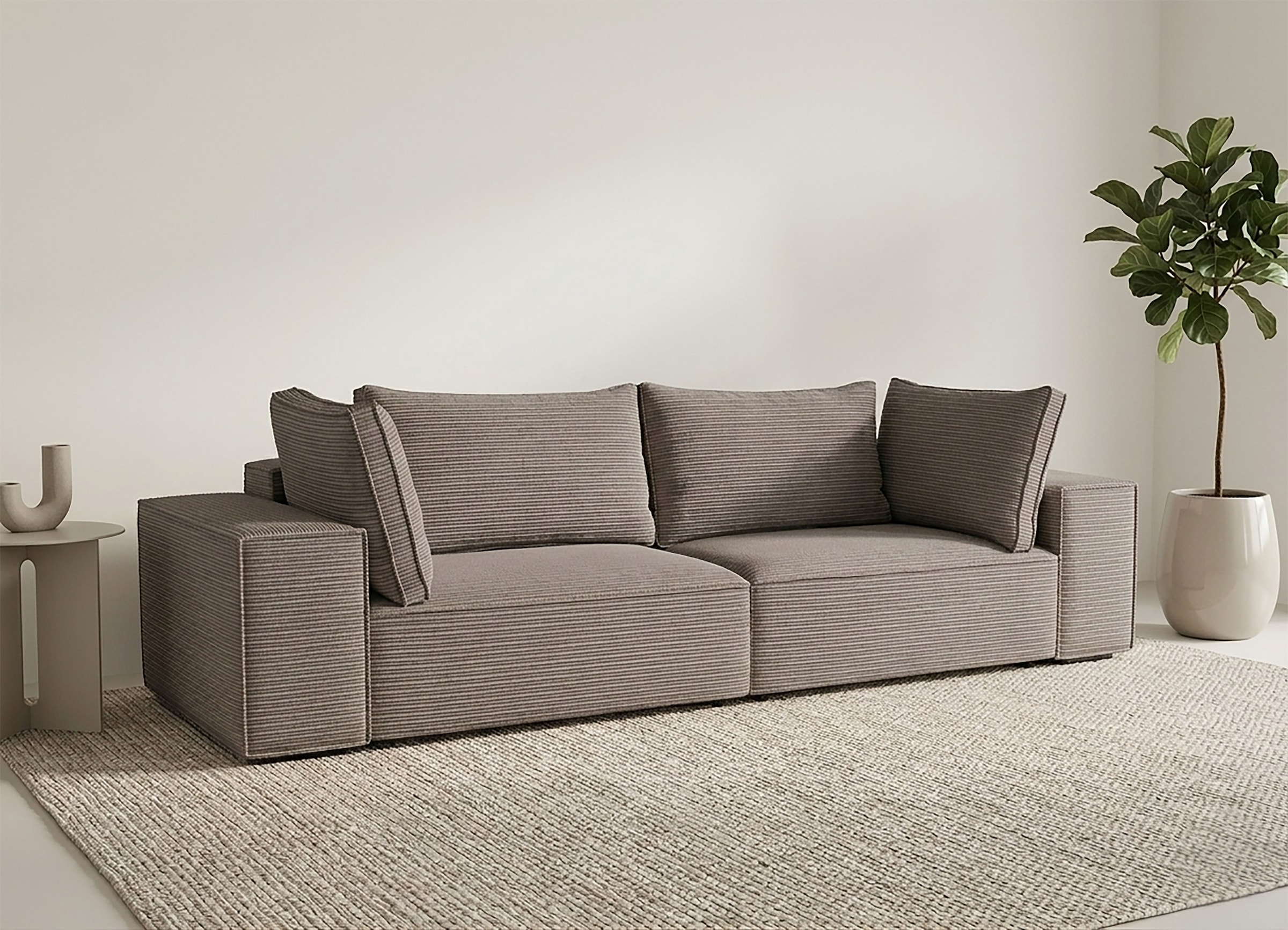 Trends by HG Canapé Big »Conor XXL, B: 312cm, Liegefläche: 138x 238cm, in Cord und Velours« avec fonction couchage et coffre de lit