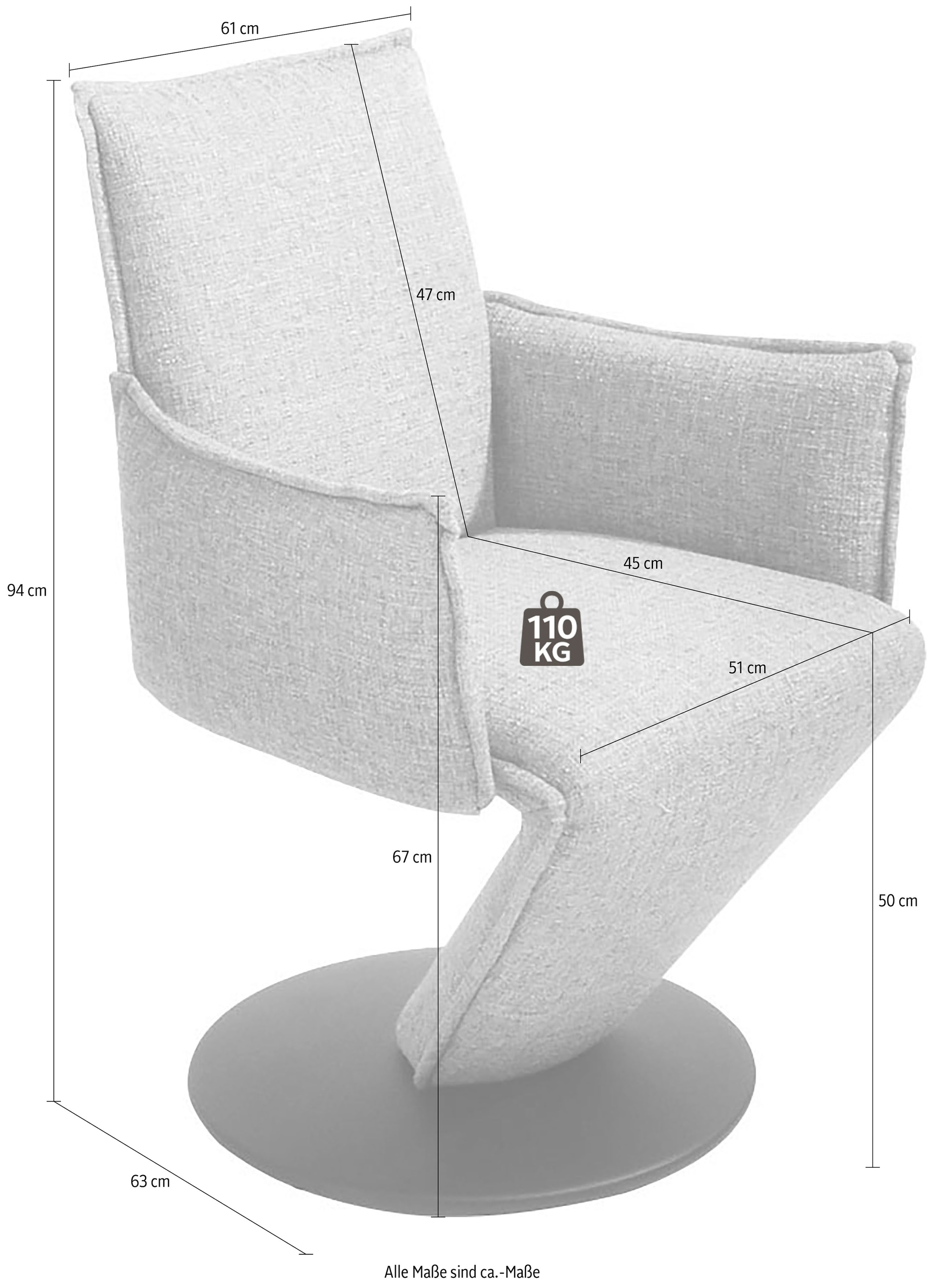 K+W Komfort & Wohnen Chaise de salle à manger »Drive, Drehstuhl« () fauteuil avec coque d'assise suspendue, plateau tournant en métal noir structuré