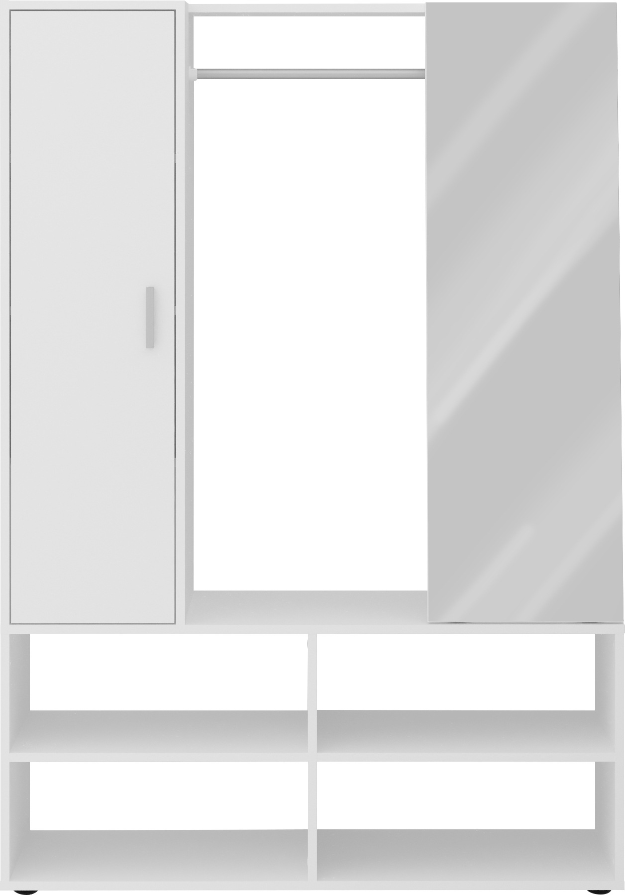 Image of FMD Kompaktgarderobe "Auma" mit Tür, Spiegel, Kleiderstange und Ablagefächern, Breite 105 cm