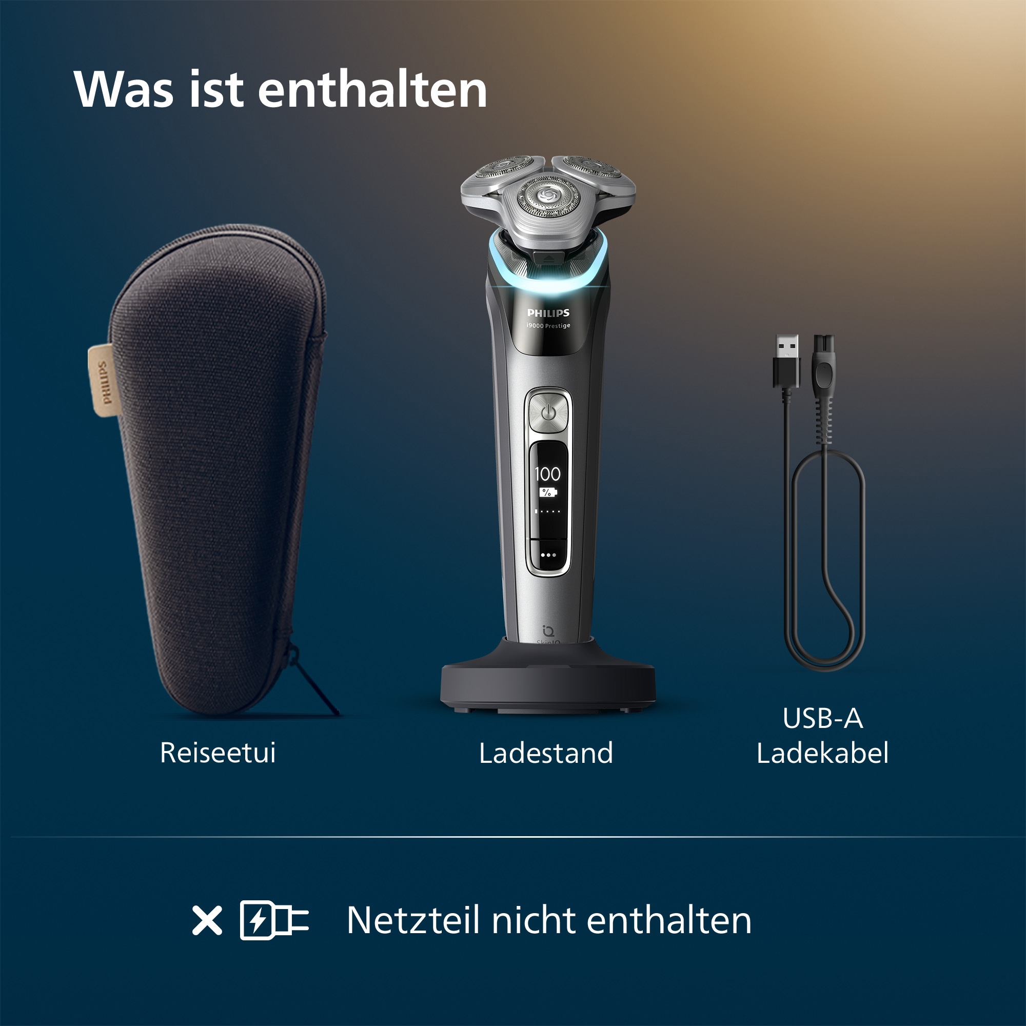 Philips Elektrorasierer »Series i9000 Prestige XP9202/10« integrierter Präzisionstrimmer mit SkinIQ Technologie, inkl. Ladestand, Reiseetui
