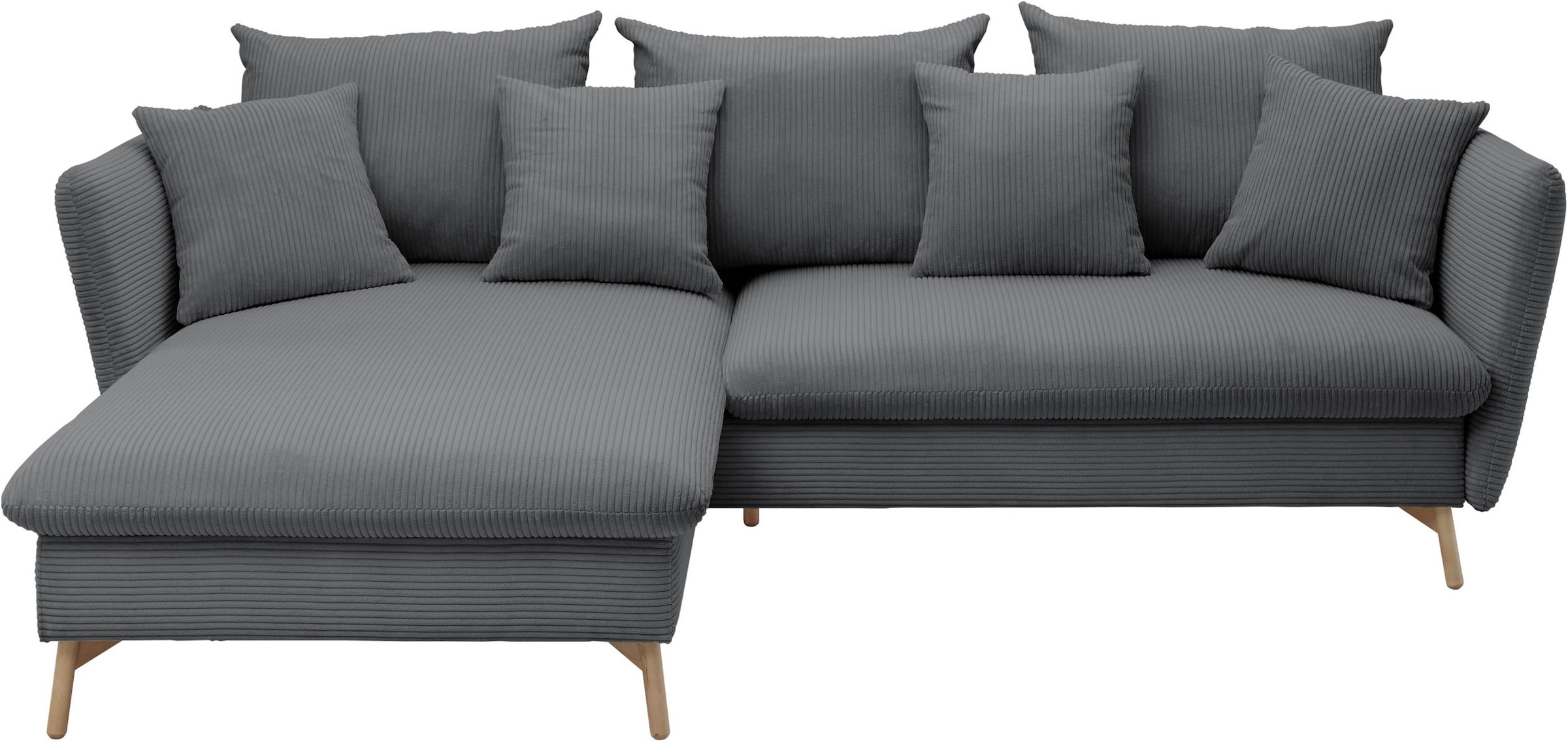 andas Ecksofa »MERLE, 258 cm, L-Form, traumhafter Cord,«, mit Bettfunktion und Bettkasten, Liegefläche 224 x 139