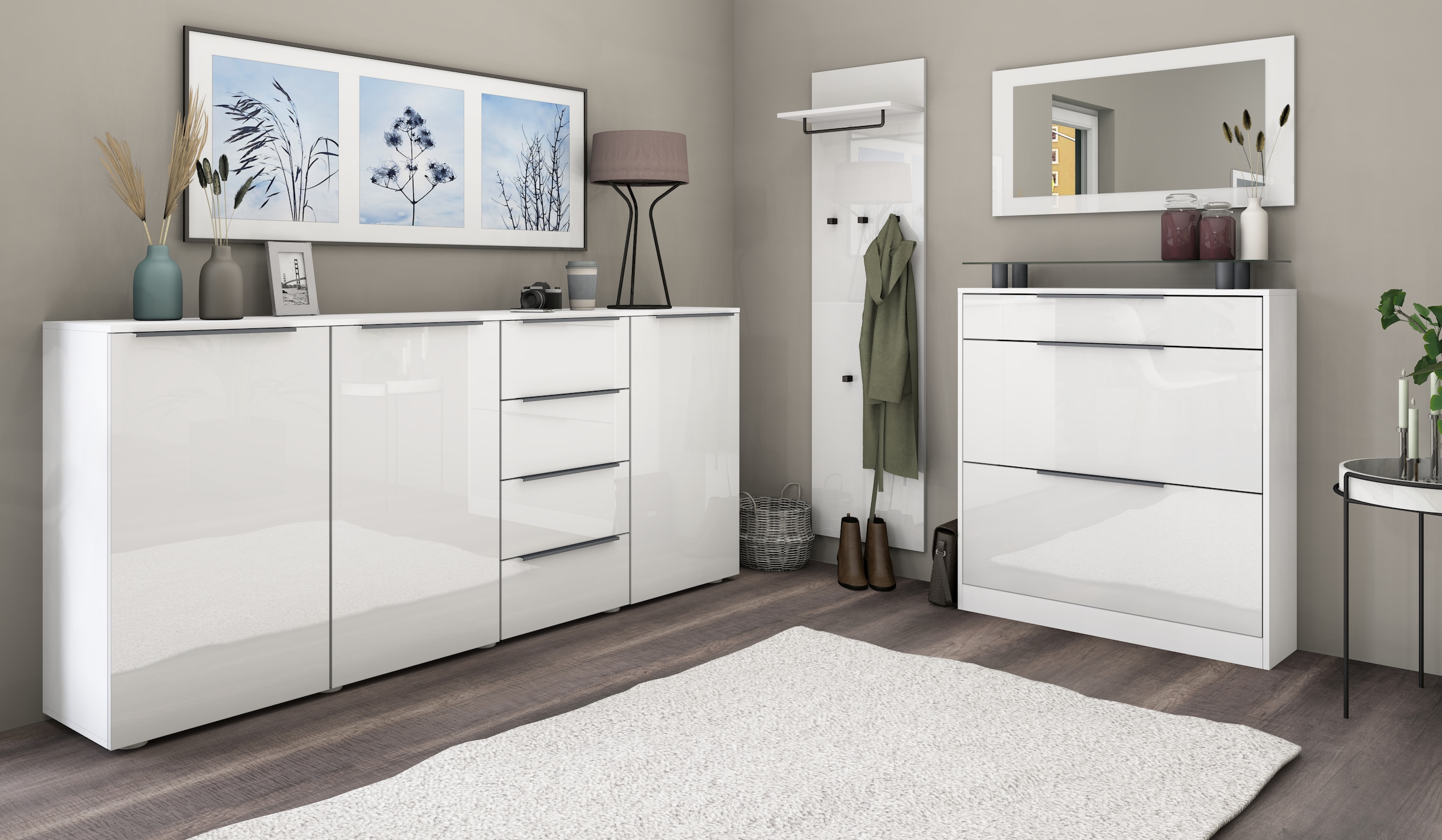 borchardt Möbel Garderoben-Set »Tom«, (3 St.), Schuhschrank stehend