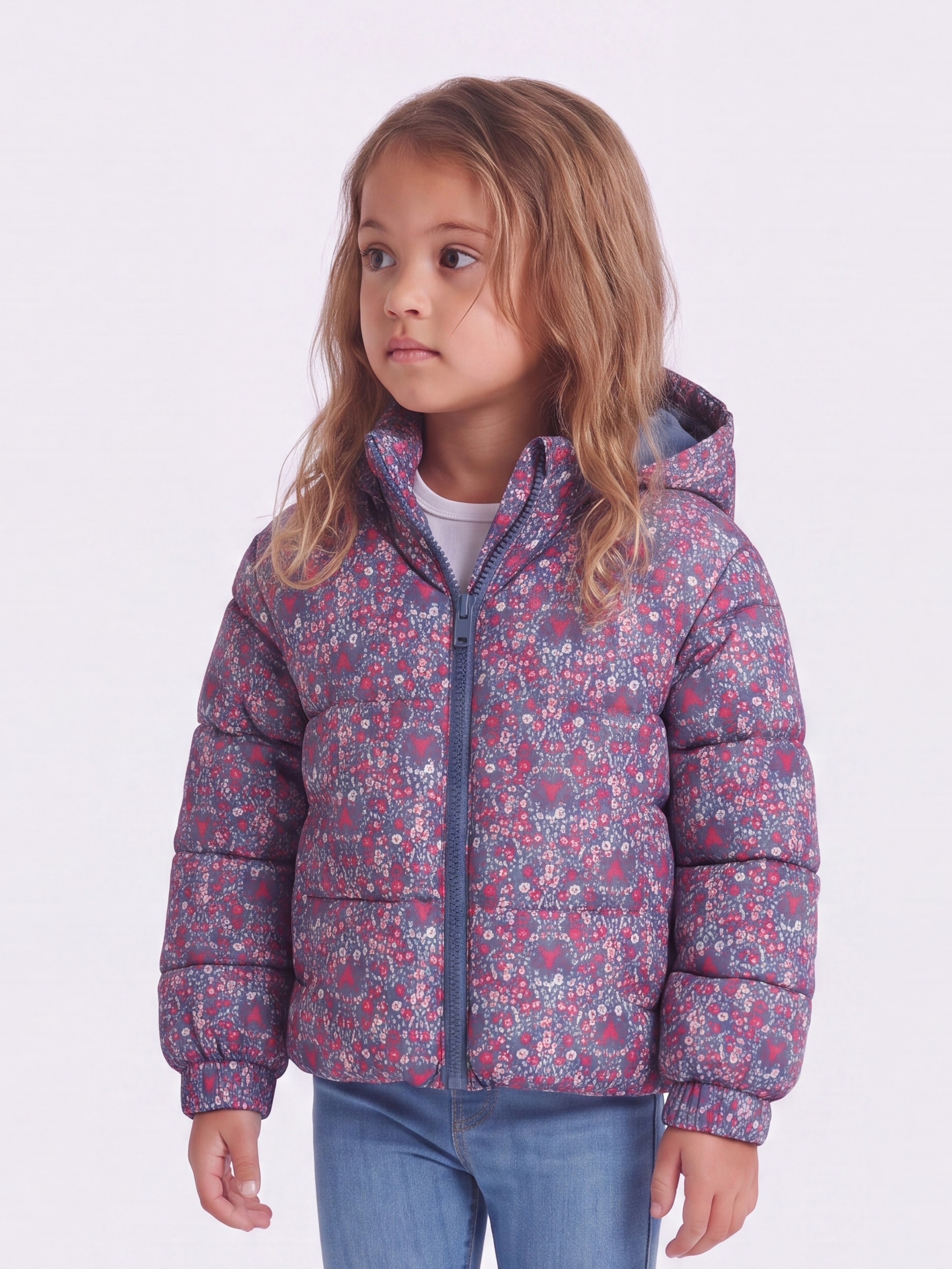 Image of KIDS ONLY Steppjacke "KMGDALIA SHORT PUF AOP JACKET OTW NOOS" mit Kapuze Polyester