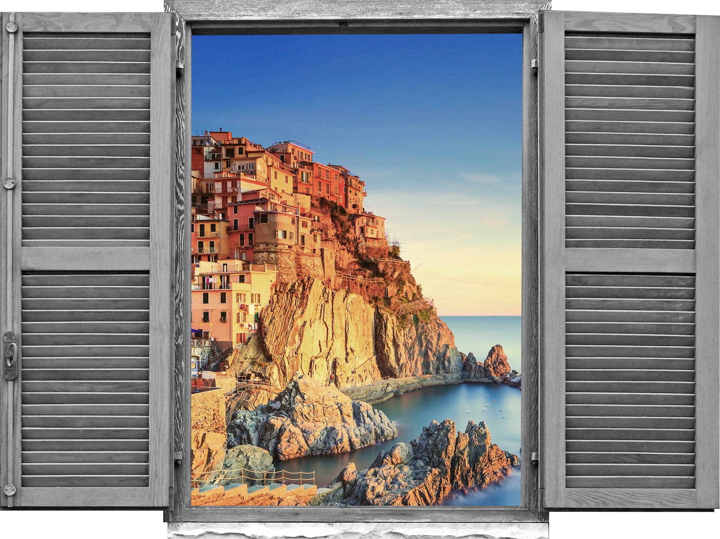 Image of queence Wandtattoo "Stadt am Meer" Wandsticker, Wandbild, selbstklebend, 3D, Fenster