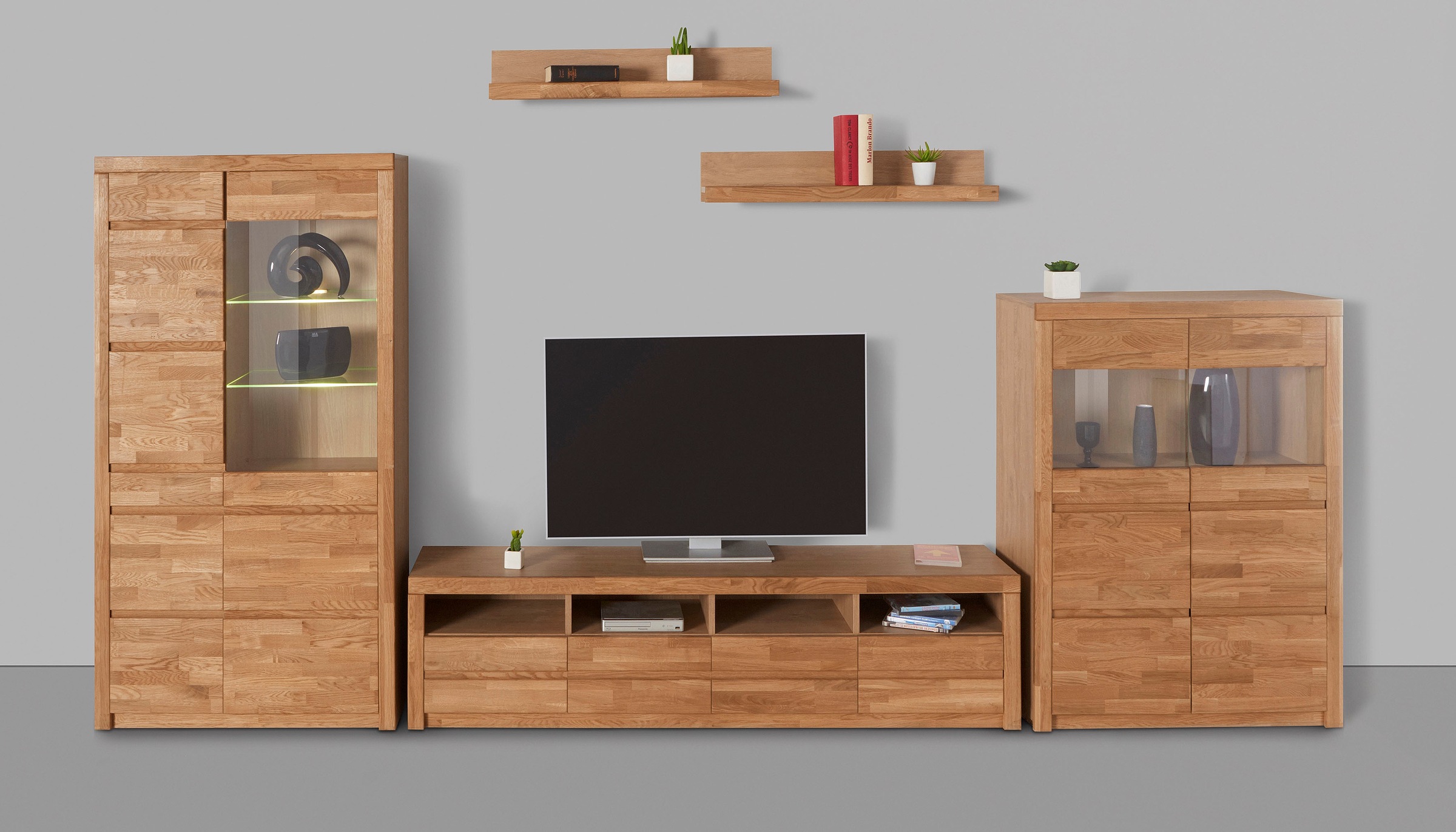 Image of GOODproduct Wohnwand "Silkeborg: 5-teilig, Breite: 360cm, Griffmulden, variable Einlegeboden" Set, 5 Stk. tlg.