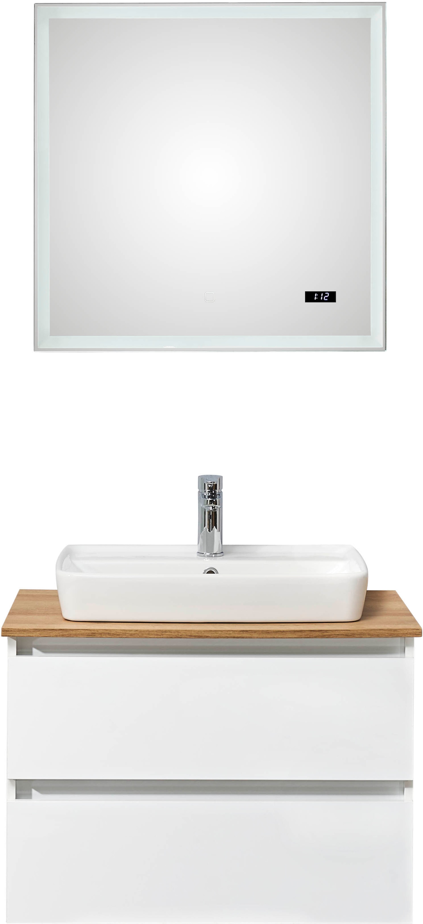 Image of Saphir Badmöbel-Set "Quickset 360 2-teilig, Keramik-Aufsatzbecken mit LED-Spiegel" 4 Stk. tlg.