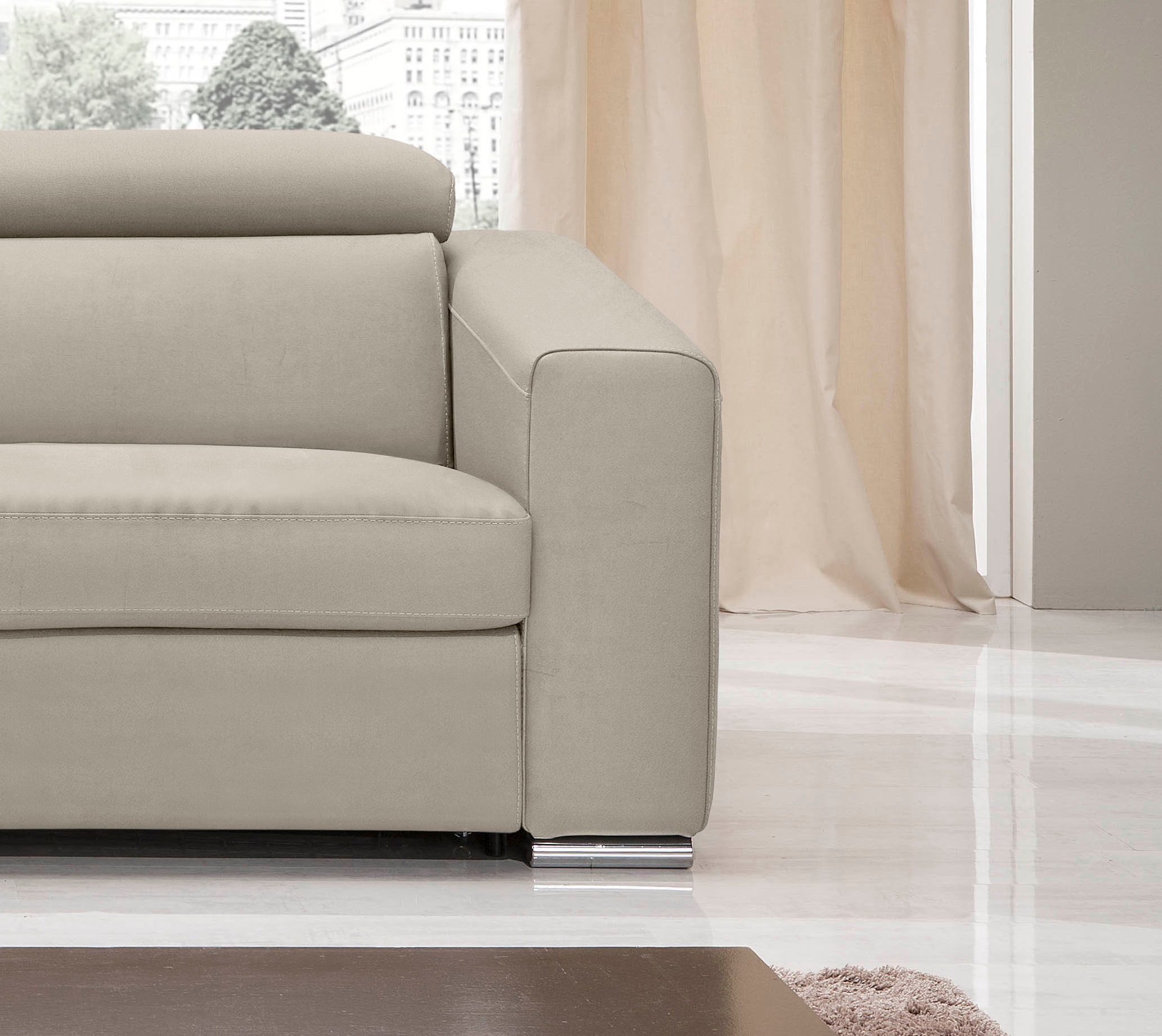 Egoitaliano 2,5-places »Cabiria, Design und super Sitzkomfort« avec appuie-têtes réglables manuellement, avec pieds en métal