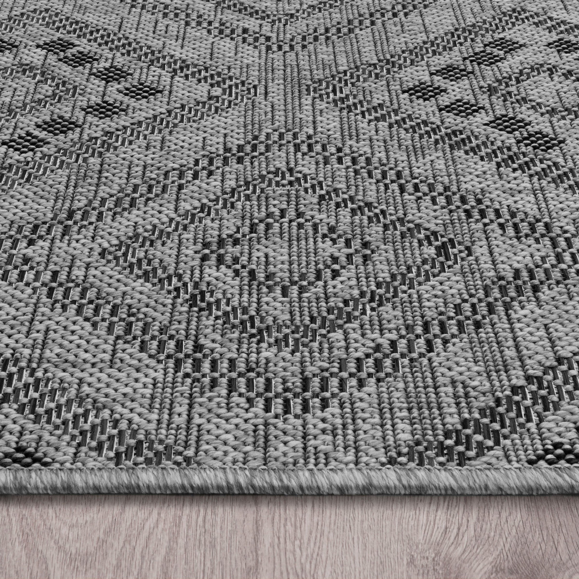 Paco Home Teppich »Vermont 184«, rechteckig, 4 mm Höhe, Flachgewebe, modernes Design mit Rauten, gesteift, Outdoor geeignet