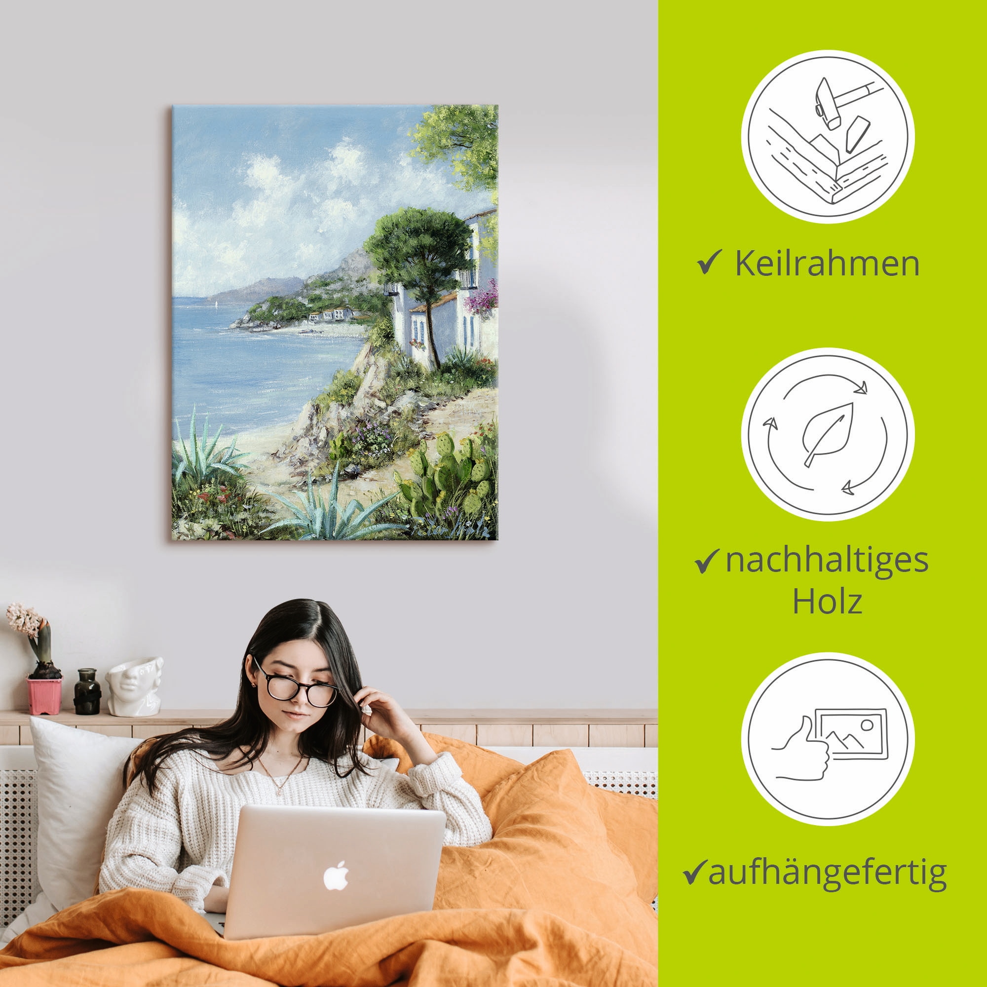 Artland Tableau sur toile »Weg zum Meer« 1 cuis tlg. auf Holzrahmen gespannt