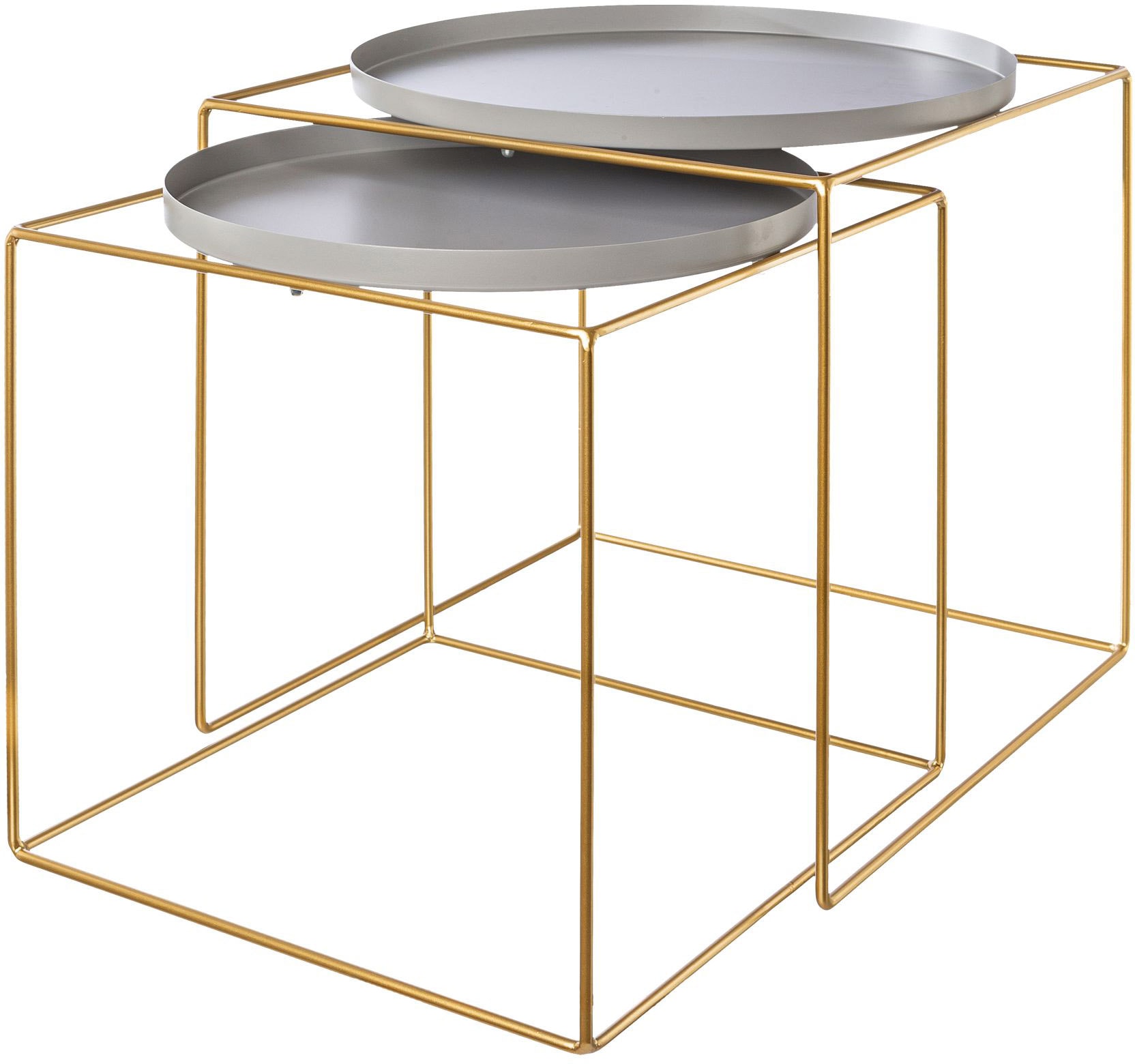 Image of Creativ deco Beistelltisch Set, 2 Stk. tlg. im 2er Set, im Nesting-Design, aus Metall, Höhe ca. 47 und 42 cm