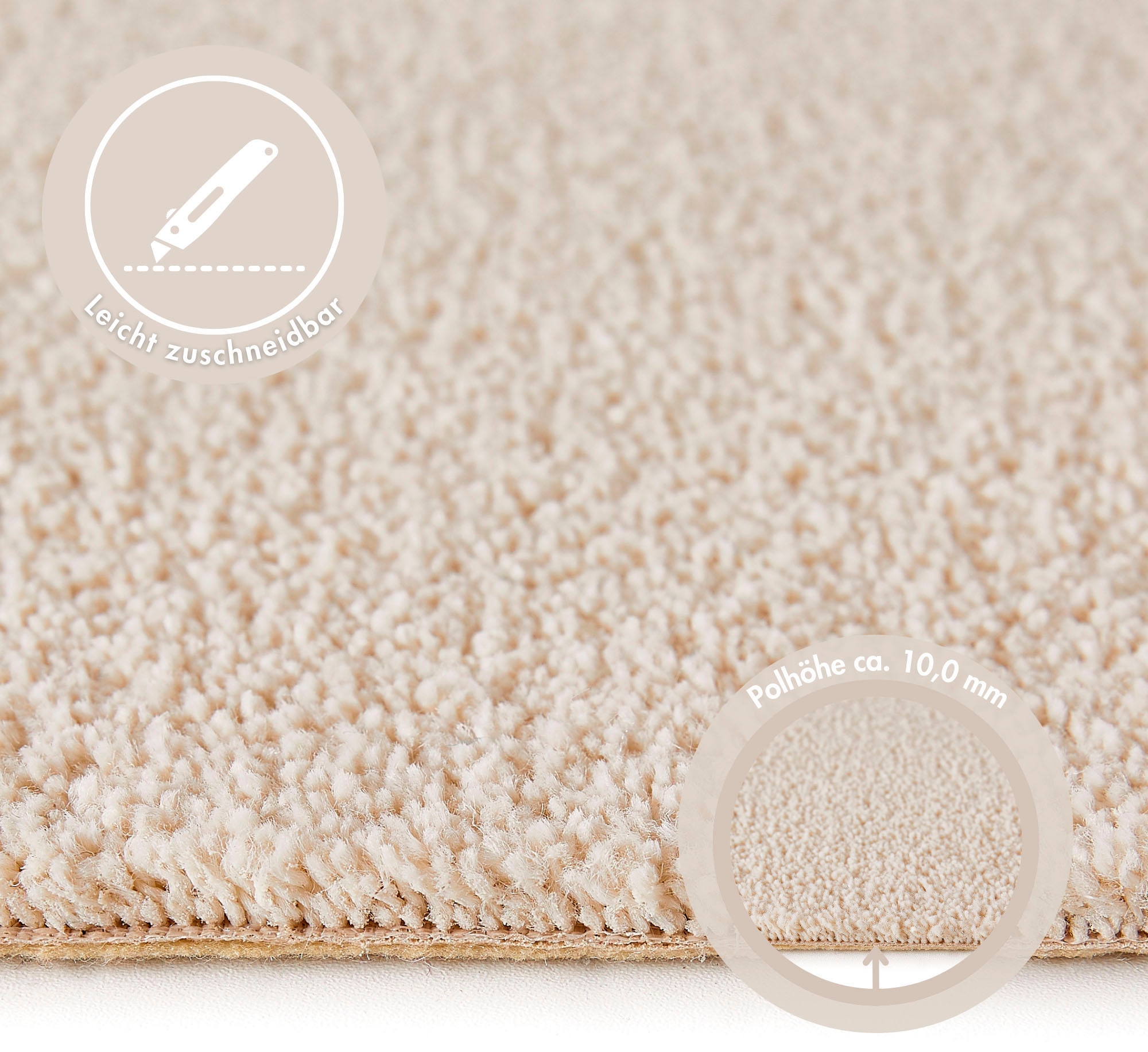 Andiamo Teppichboden »Sophie, Frisee-Velours, Made in Netherlands«, rechteckig, 12 mm Höhe, Uni Farben, Breite 400 cm oder 500 cm, strapazierfähig & pflegeleicht