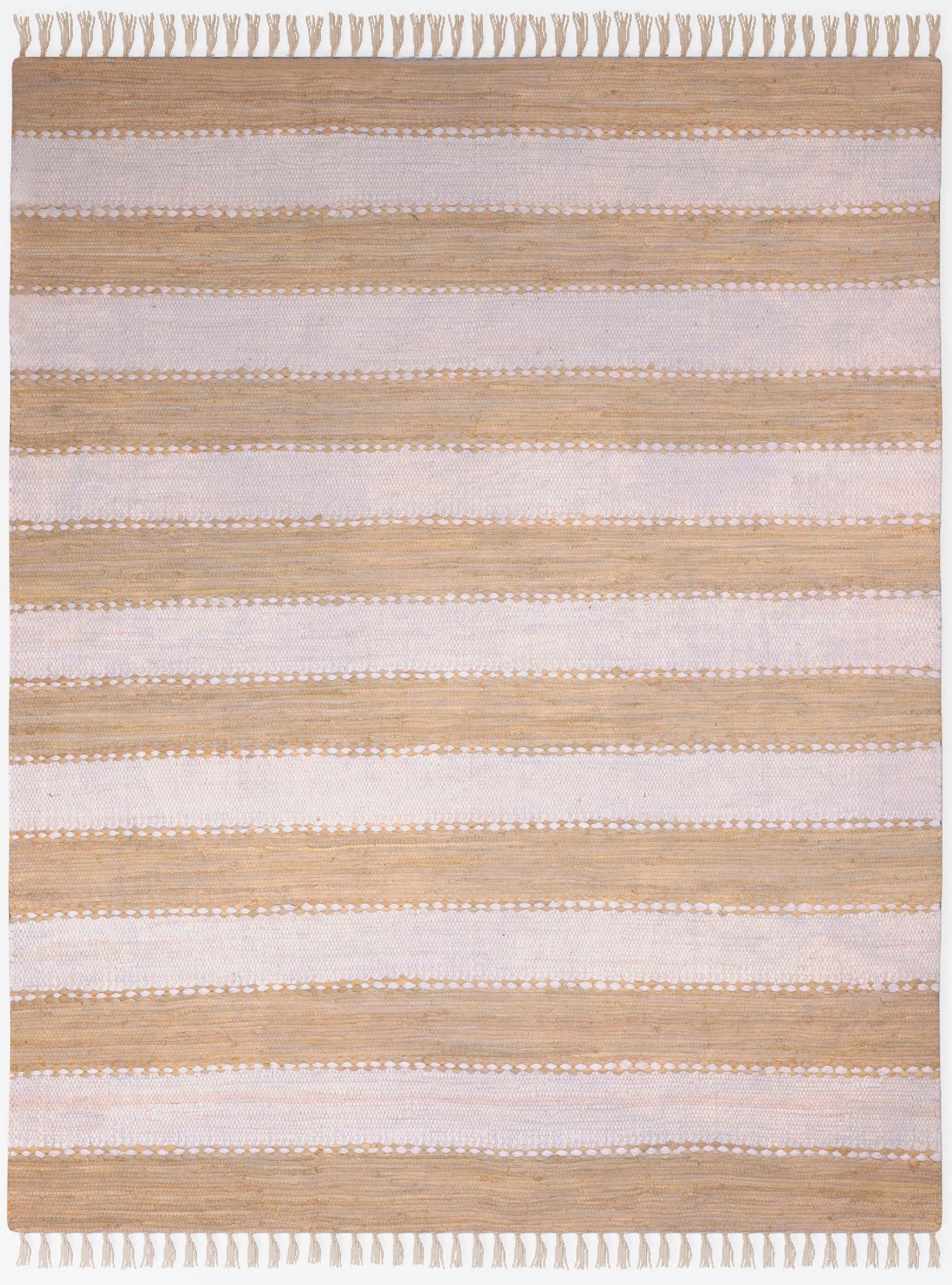 GOODproduct Teppich »Benja« rechteckig 10 mm Höhe Handweb Teppich, gestreift, 90% Baumwolle, handgewebt, mit Fransen.