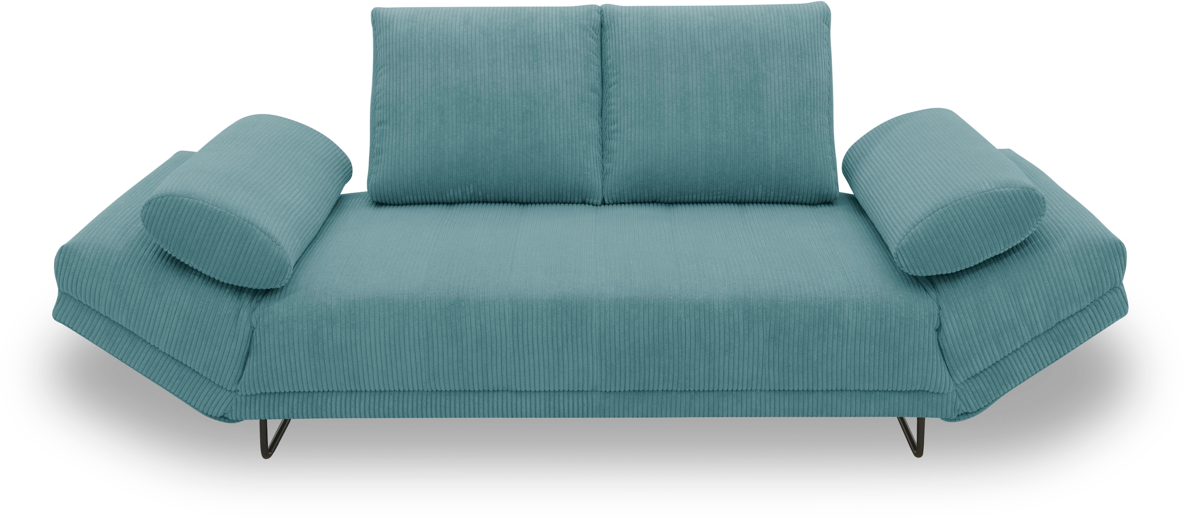 INOSIGN Schlafsofa »Jadelyn mit klappbaren Armlehnen, Bettsofa mit Federkern, Breite 250cm«, Federkern, Cord-Bezug, incl. 2 Armlehnkissen, Liegefläche 97x250 cm