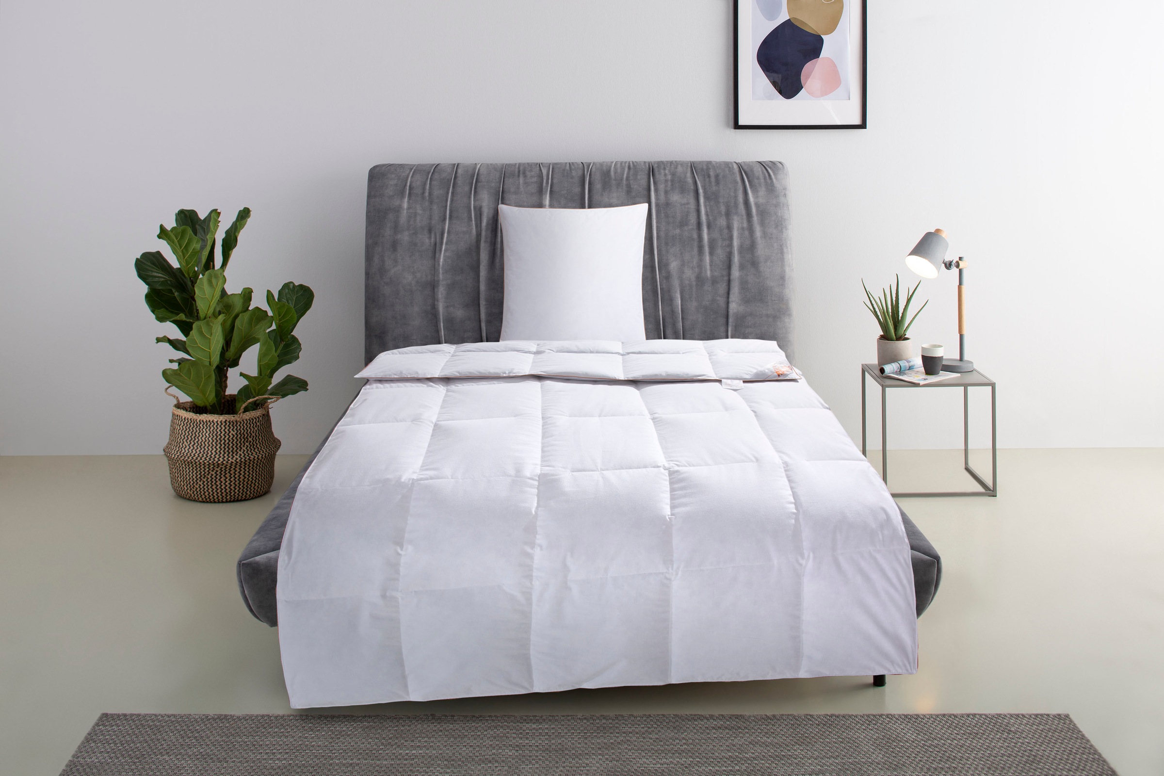 RIBECO Daunenbettdecke + Kopfkissen »Richard, Bettwaren-Set in 135x200 oder 155x220 cm, Sommer oder Winter«, (Spar-Set), Seit 105 Jahren überzeugt RIBECO durch Qualität