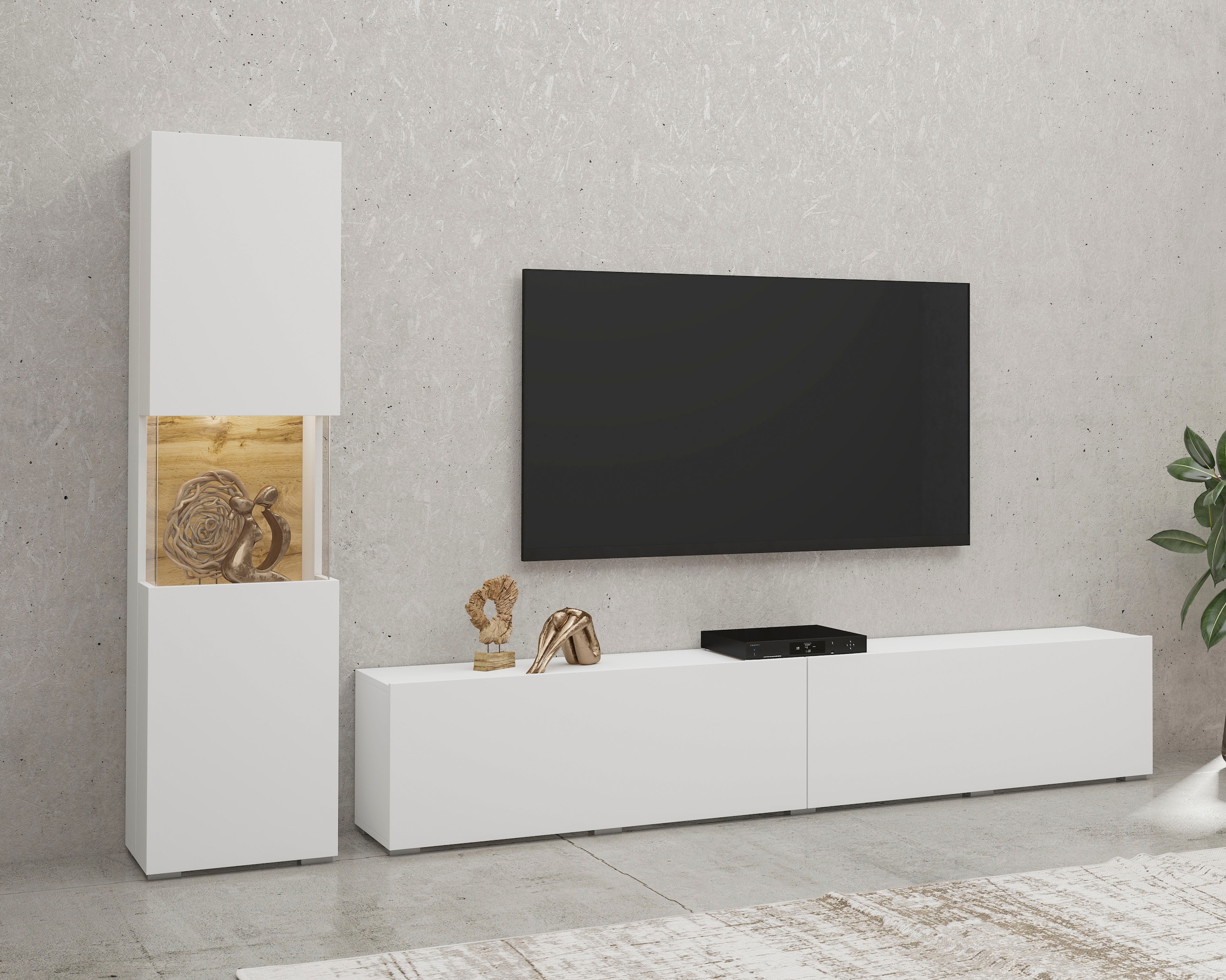 Image of Home affaire Wohnwand "Ava, Wohnzimmer-Set hängend/stehend montierbar, Vitrine, Lowboard"