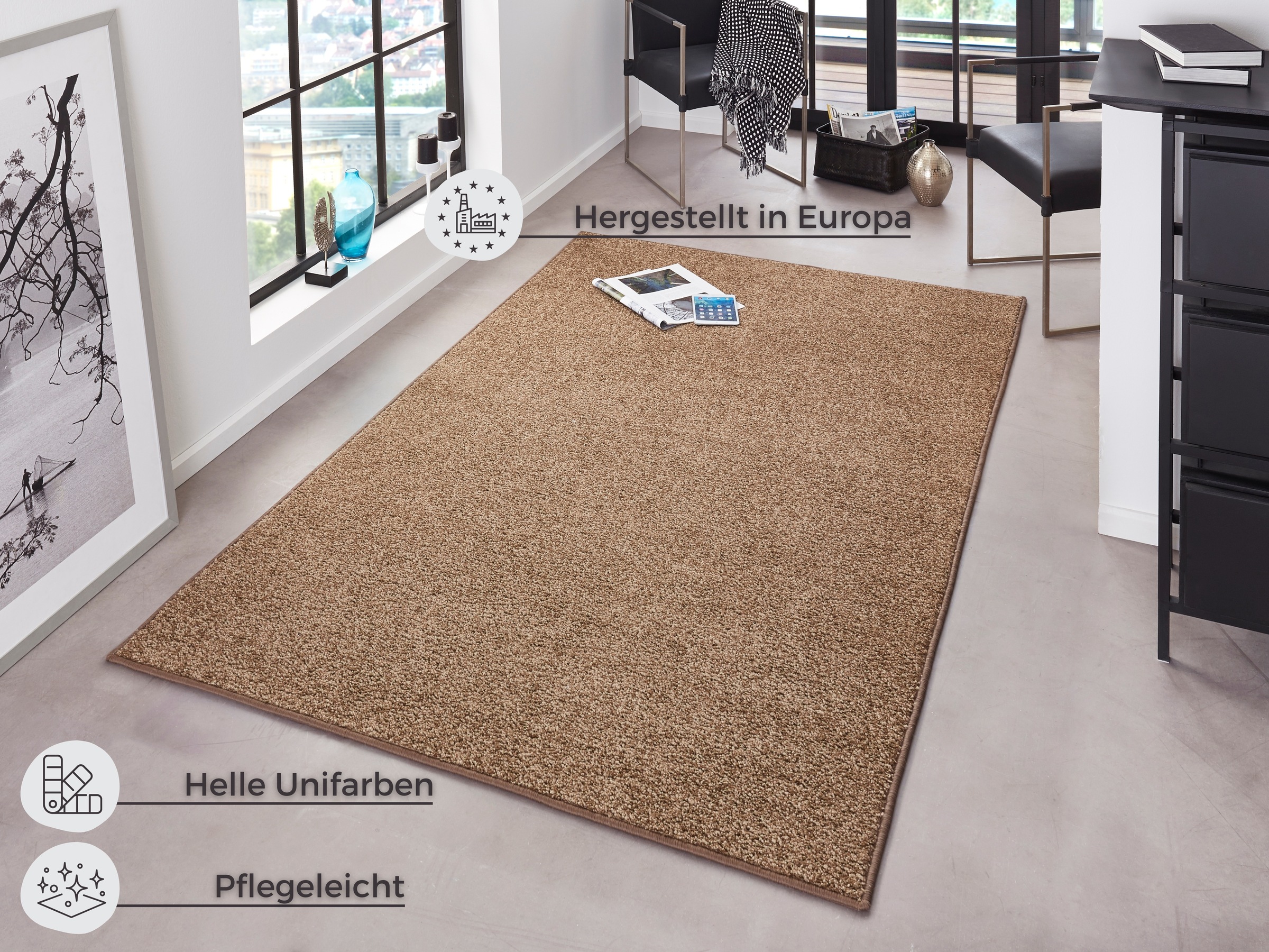 HANSE Home Teppich »Pure 100 Kurzflor«, rechteckig, Kurzflor, Unifarben, Teppich, Modern, Wohnzimmer, Kinderzimmer, Flur