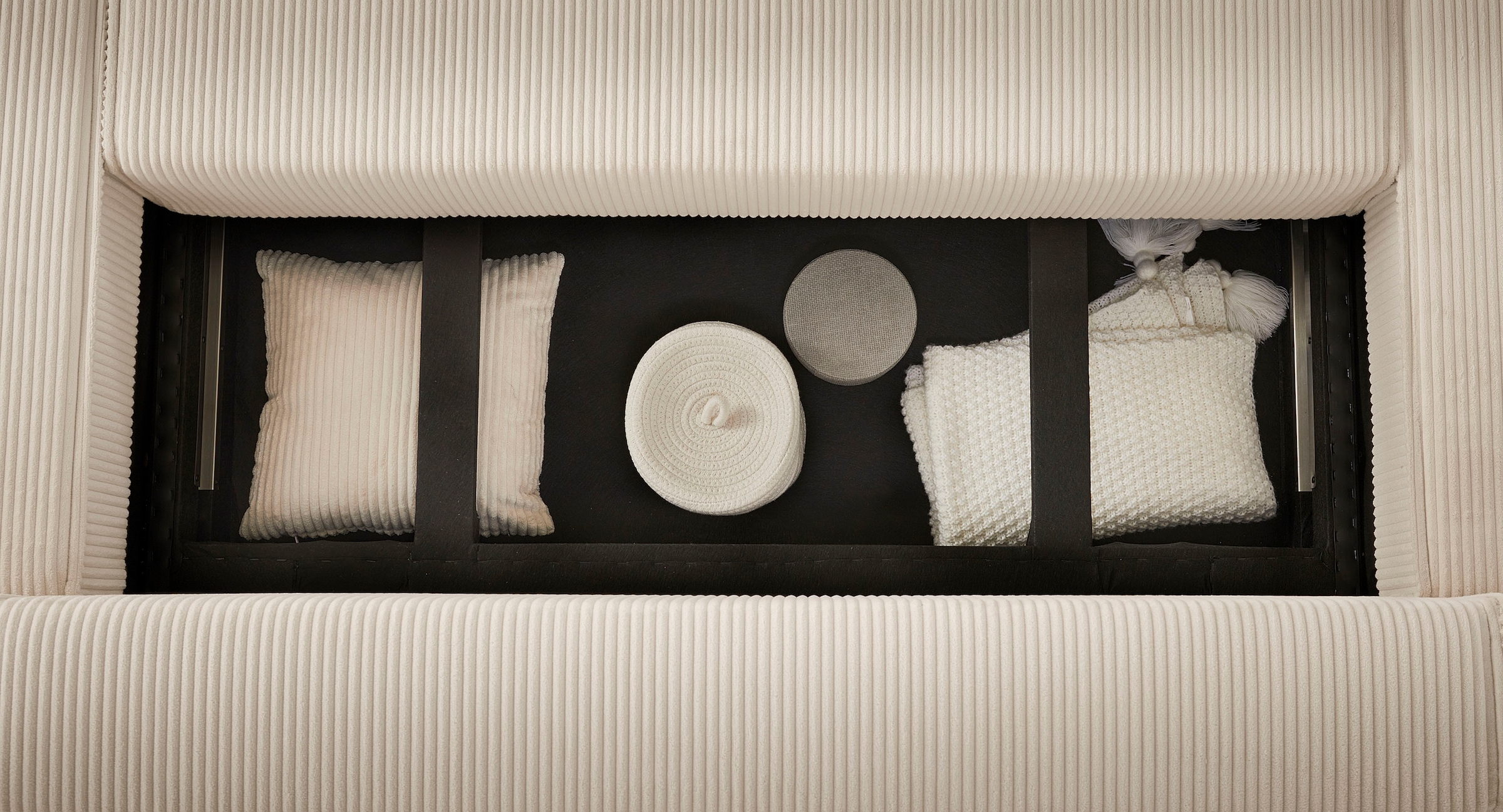 GOODproduct Wohnlandschaft »CASSI L-Form, 241cm - OTTO. Verlässliche Qualität.« Schlaffunktion (133/270cm), Bettkasten, Seitentaschen, Cord-Bezug