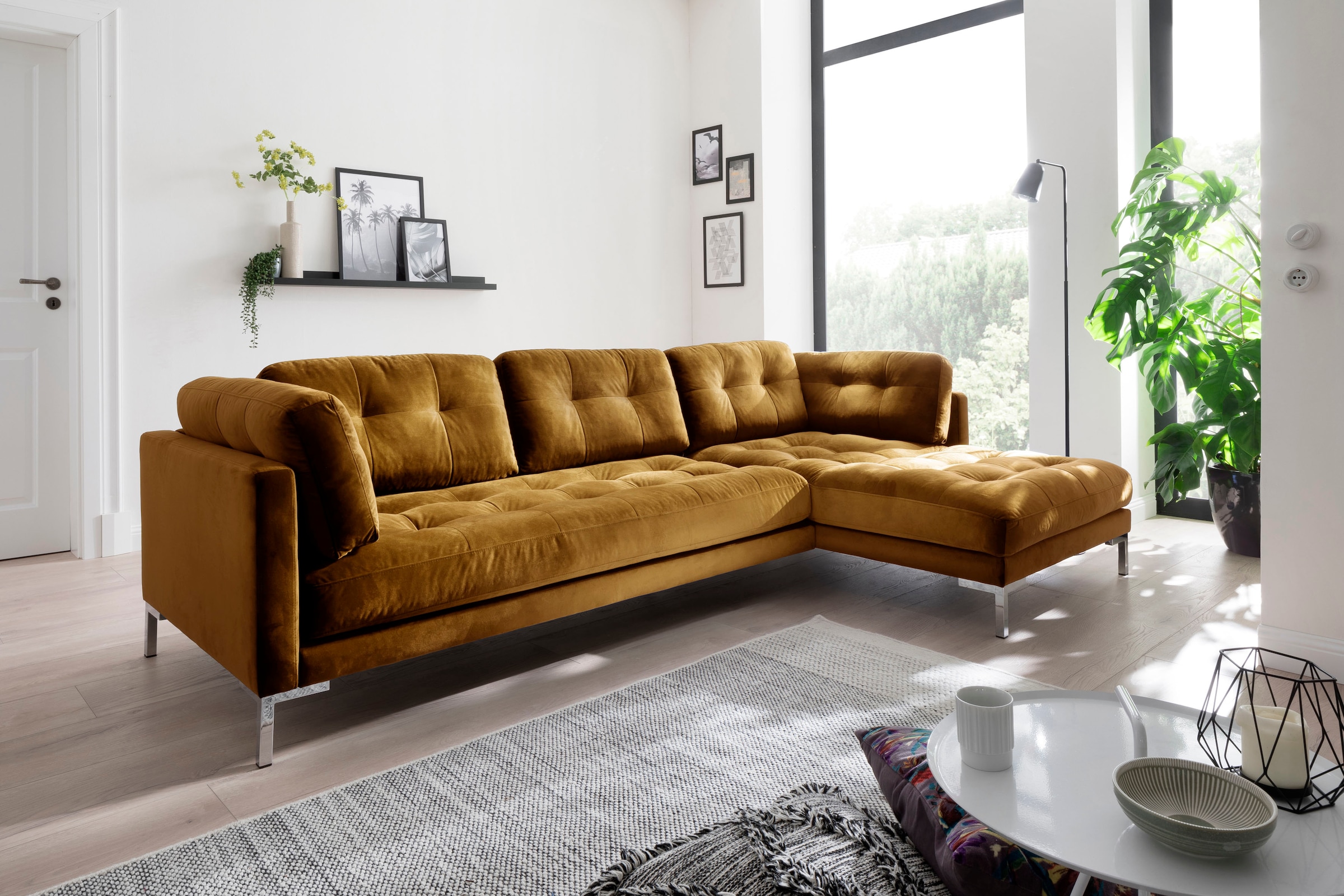 Ecksofa »Landau L-Form«, in Cord-Stoff mit Metallfuss