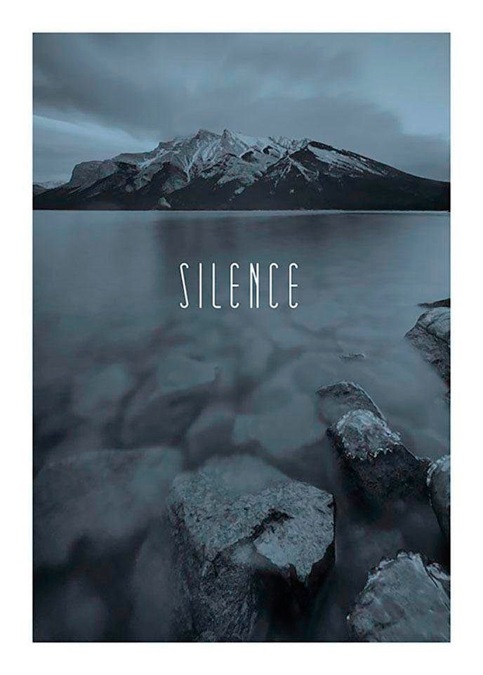 Image of Komar Bild "Word Lake Silence Steel" Natur 1 Stk. tlg. Wandbild zur Dekoration - ohne Rahmen