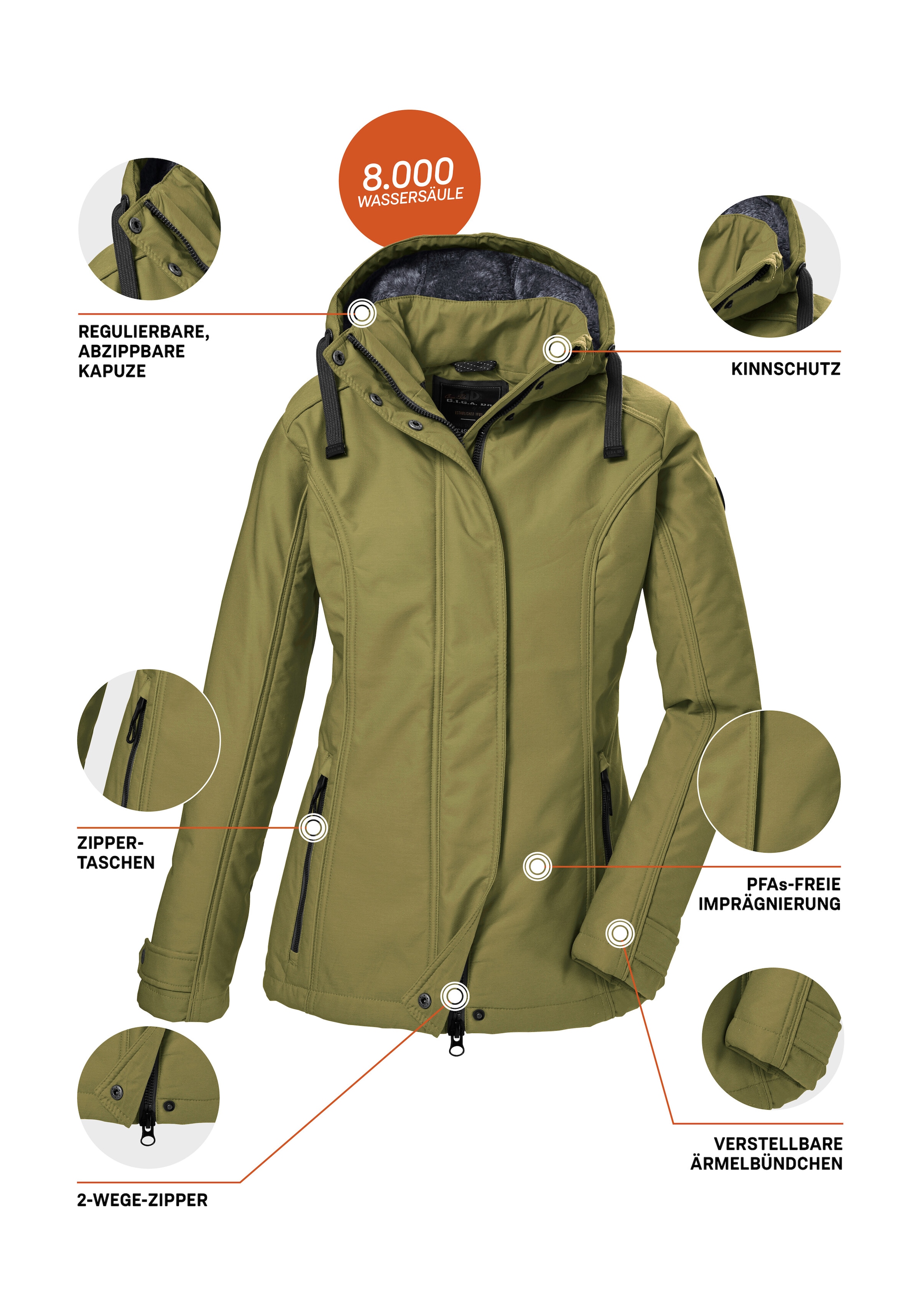 G.I.G.A. DX by killtec Softshelljacke »GW 23 WMN SFTSHLL JCKT« Wasser- und windabweisende Softshelljacke mit Fleecefutter