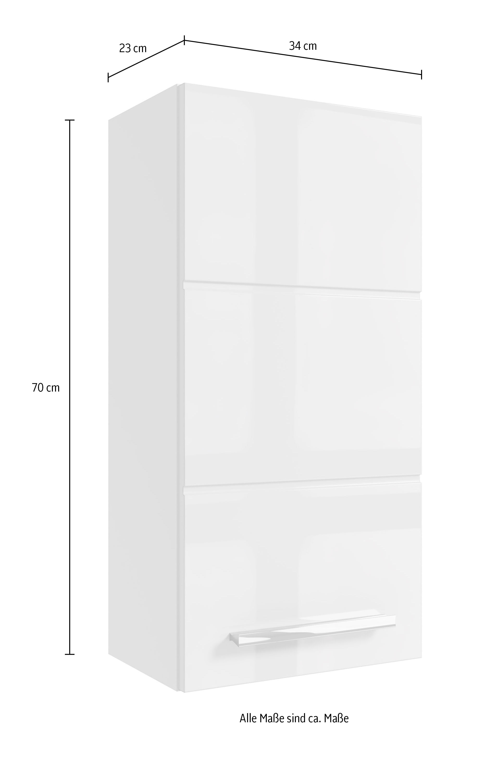 BASIC by Balculina Armoire suspendue »Mandi« 1 cuis tlg. largeur 34 cm, façade laquée brillante