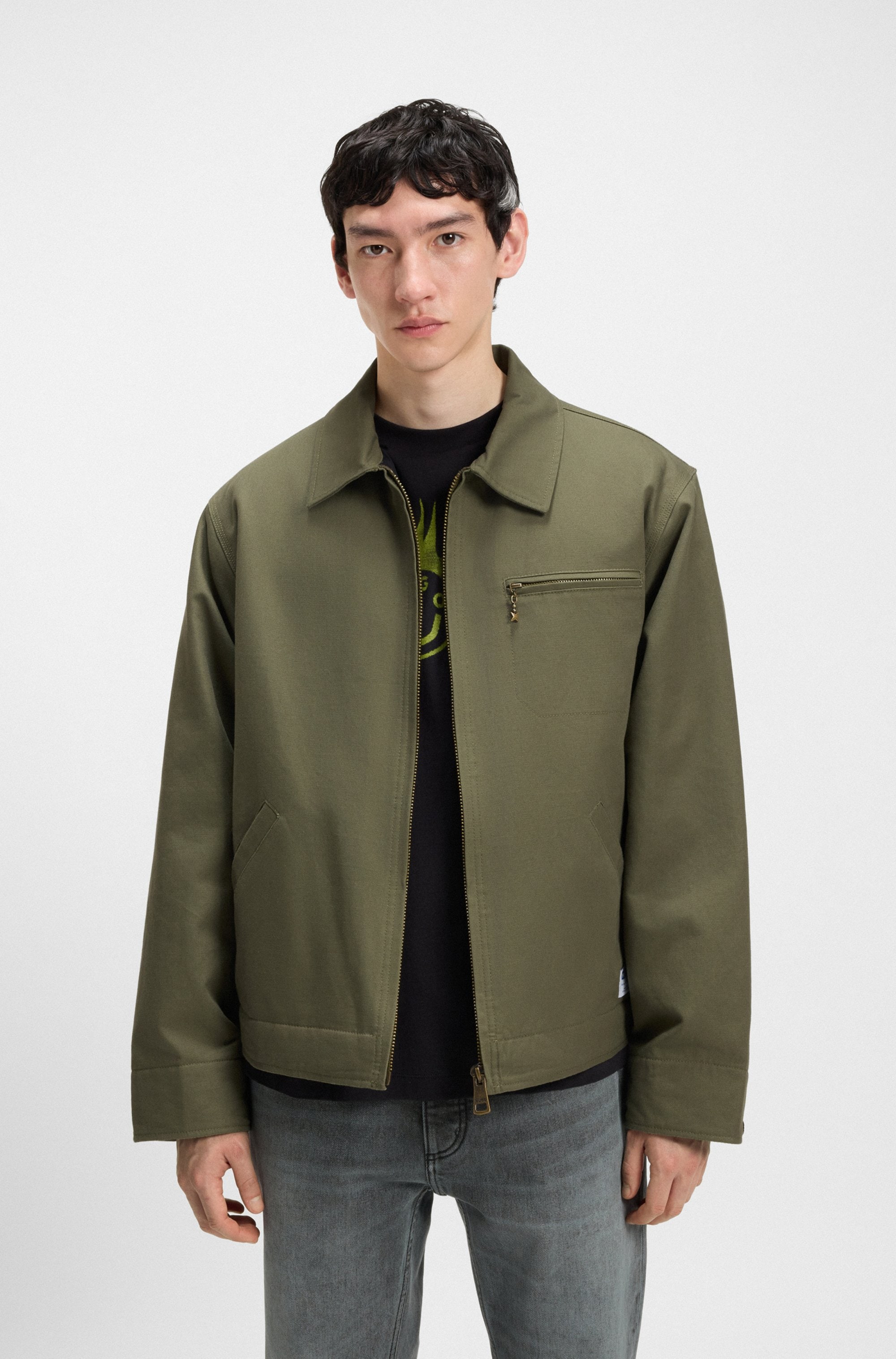 Image of HUGO Canvasjacke "Blake" leicht wattiert, regular fit Overshirt Übergangsjacke Kurzjacke Bomber