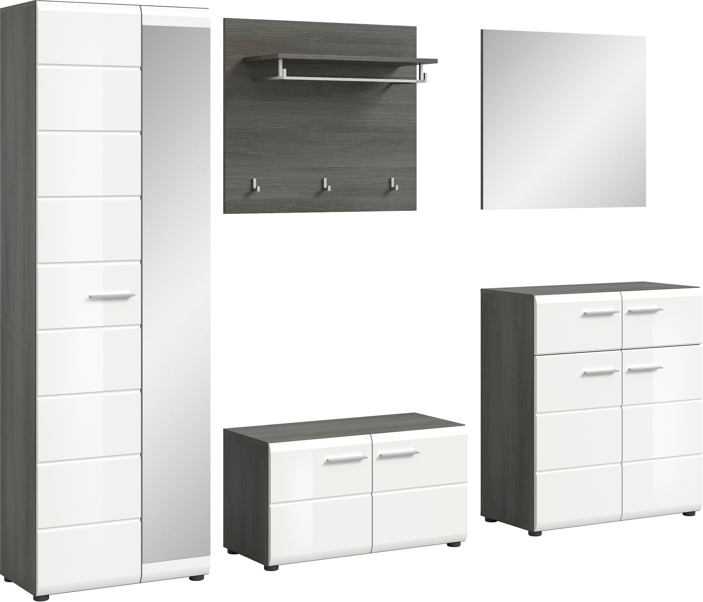 Image of Home affaire Garderoben-Set "Rumba, 5-teilig, Breite 250 cm, Hochglanz Front, bestehend aus:" 5 Stk. tlg.