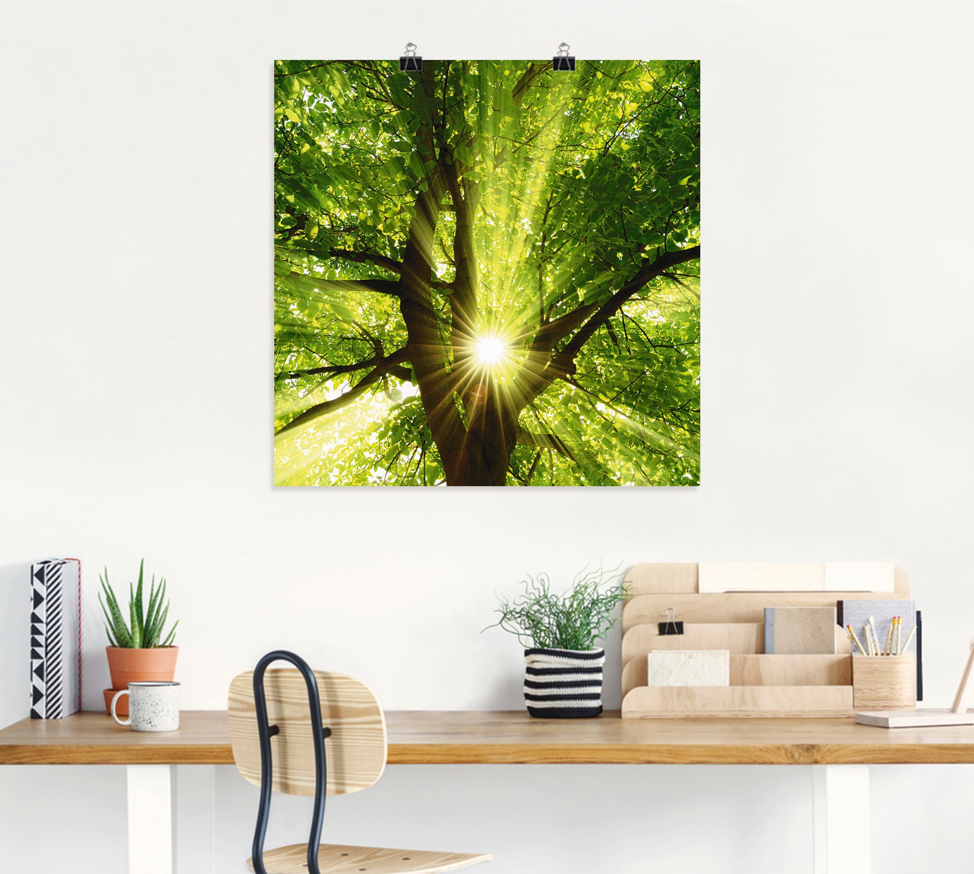 Artland Wandbild »Sonne strahlt explosiv durch den Baum«, Bäume, (1 St.), als Leinwandbild, Poster, Wandaufkleber in verschied. Grössen