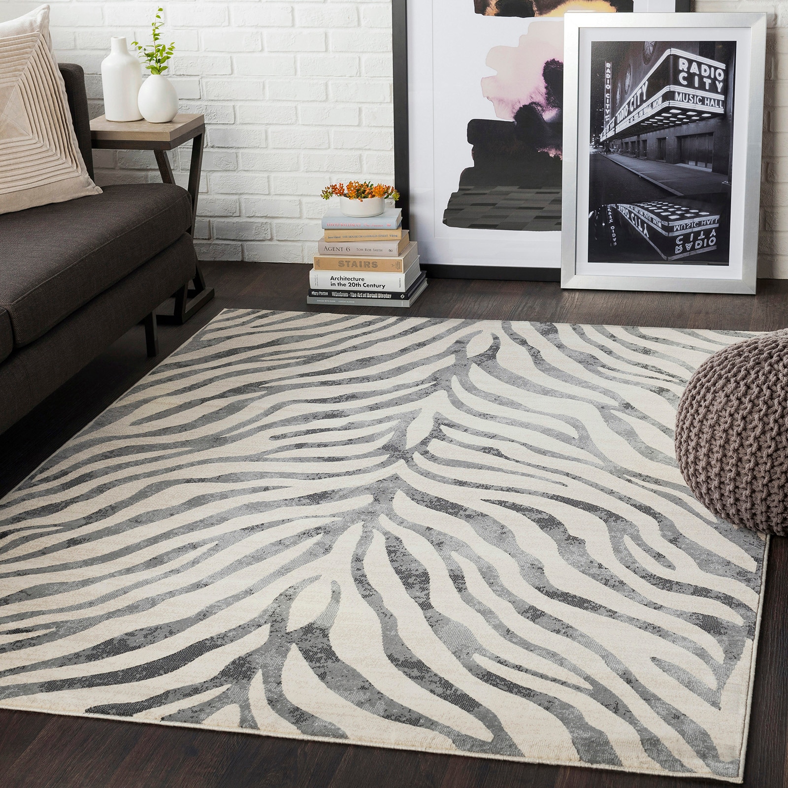 Image of Livabliss Teppich "LUANDA" rechteckig 11 mm Höhe Skandinavischer Teppich, Boho Wohnzimmerteppich/Läufer im Zebra Muster