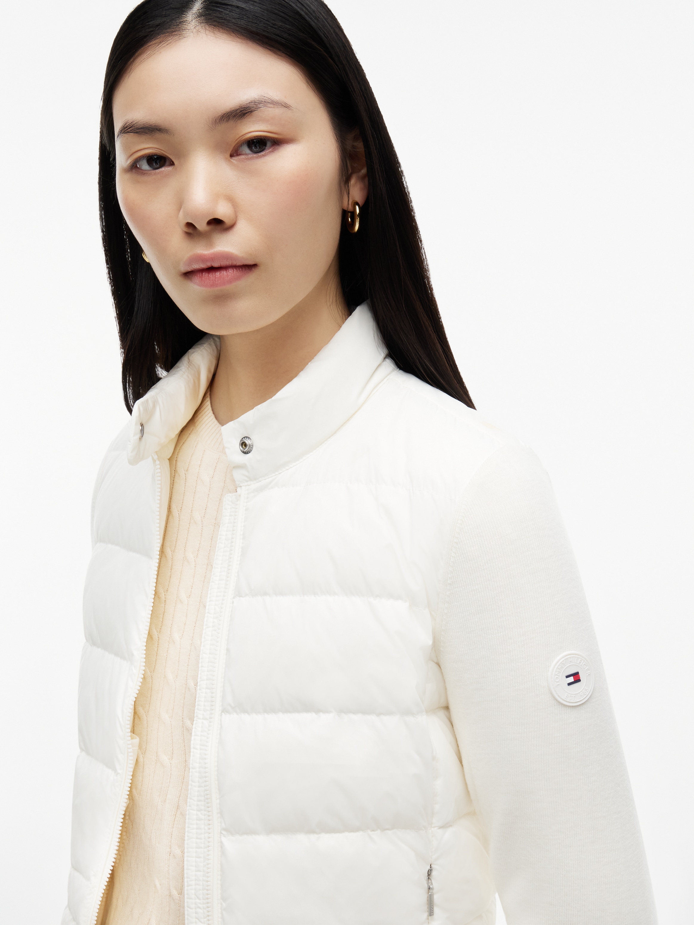 Tommy Hilfiger Doudoune »LW DOWN KNIT MIX JACKET« sans capuche col montant, mélange de matières avec qualité matelassée