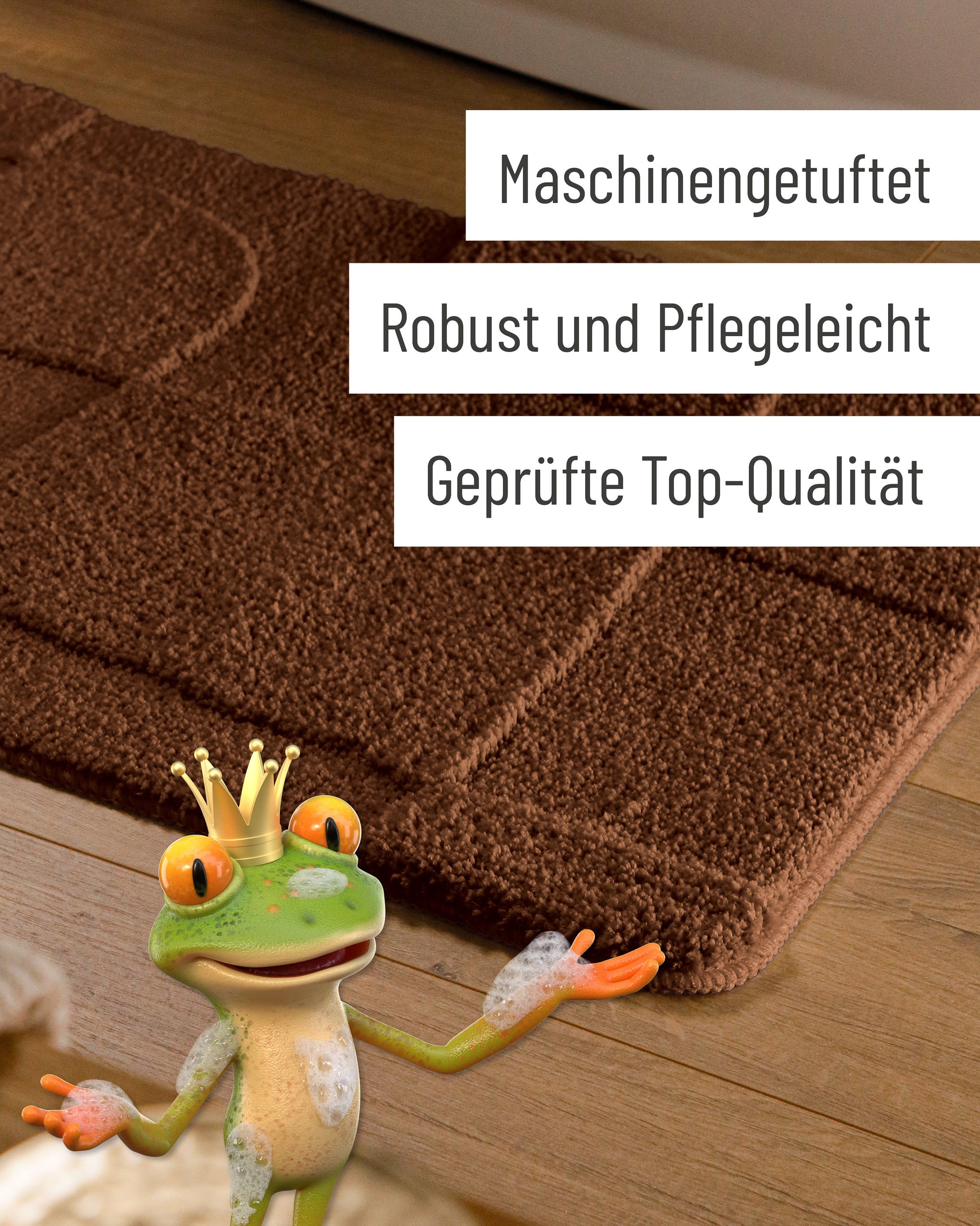 Wecon home Tapis de bain »Davie« Höhe 25 mm revêtement antidérapant Séchage rapide Badteppich, Hoch-Tief-Effekt, weich, rutschhemmend, waschbar, getuftet