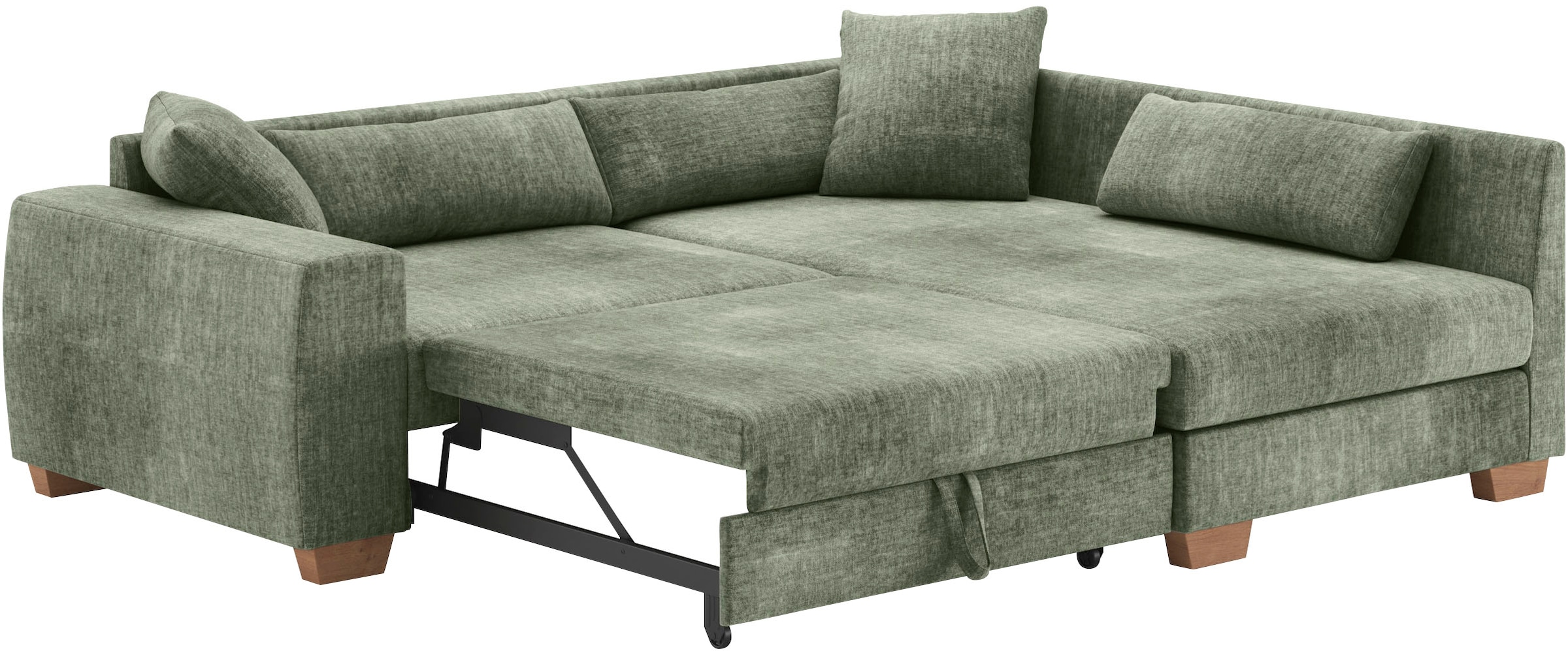 Mr. Couch Ecksofa »Helena L-Form, bis 140 kg belastbar«, mit Taschenfederkern, wahlweise mit Bettfunktion